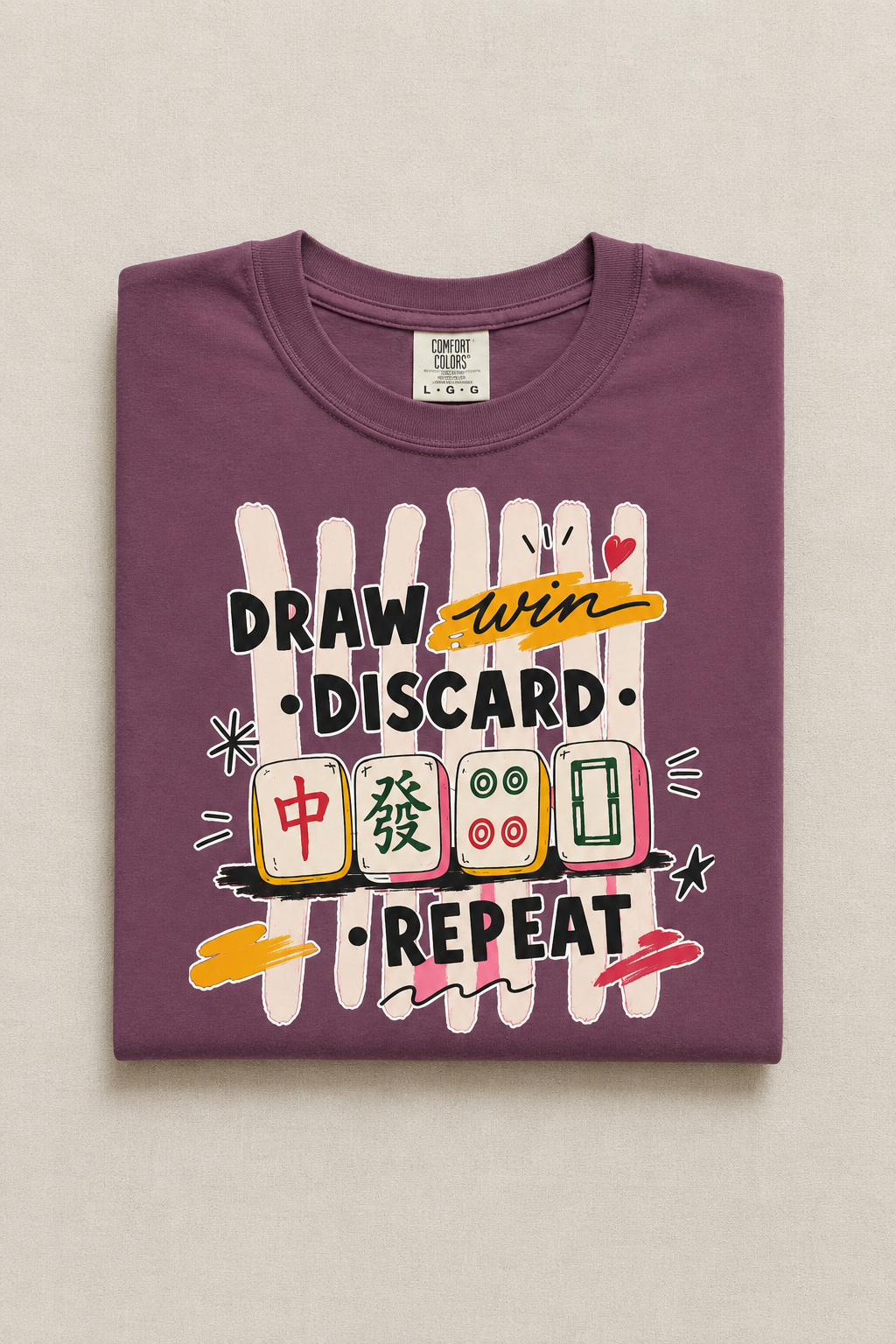 Draw • Discard • Repeat Mahjong Tee — Garment-Dyed Unisex T-Shirt