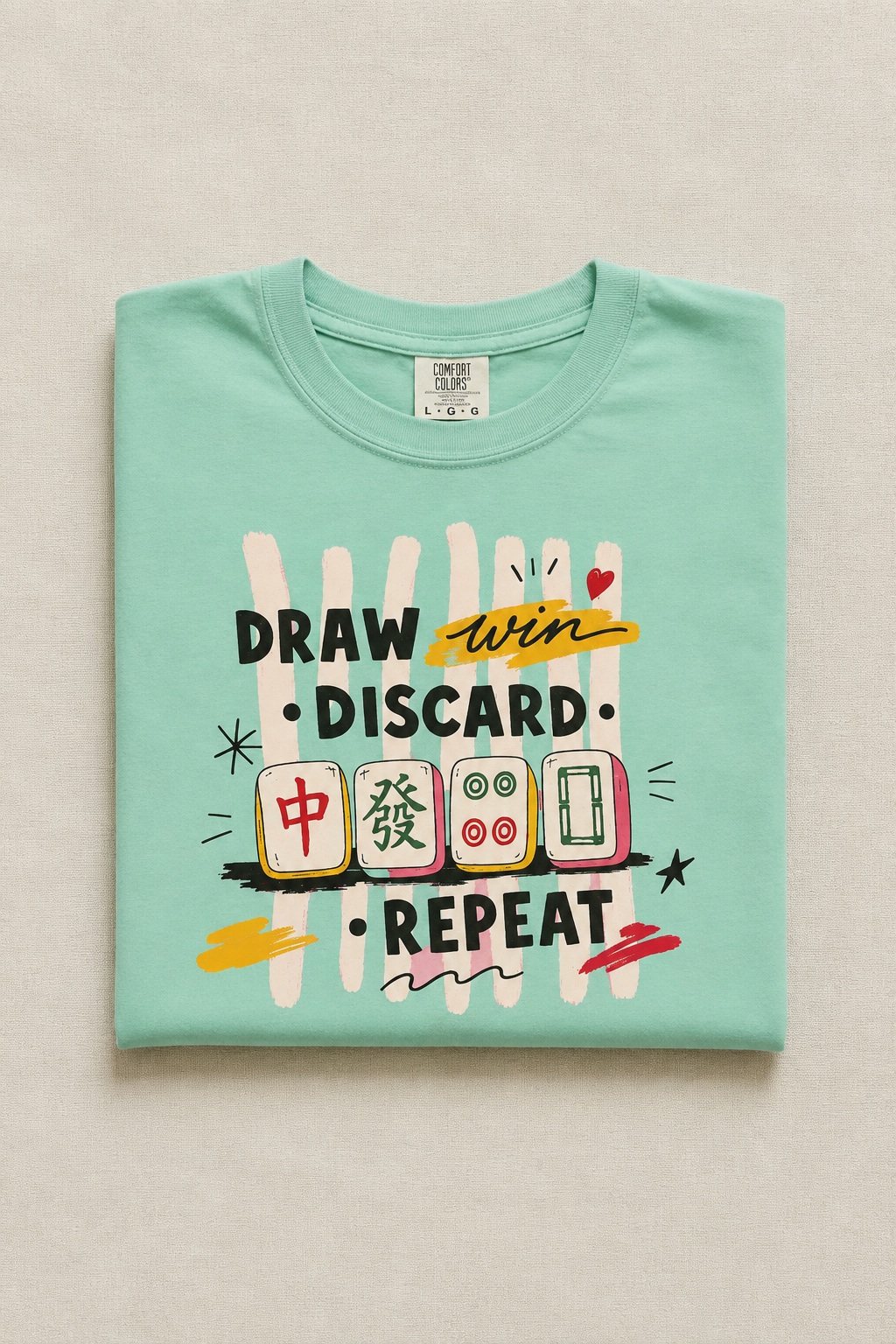Draw • Discard • Repeat Mahjong Tee — Garment-Dyed Unisex T-Shirt