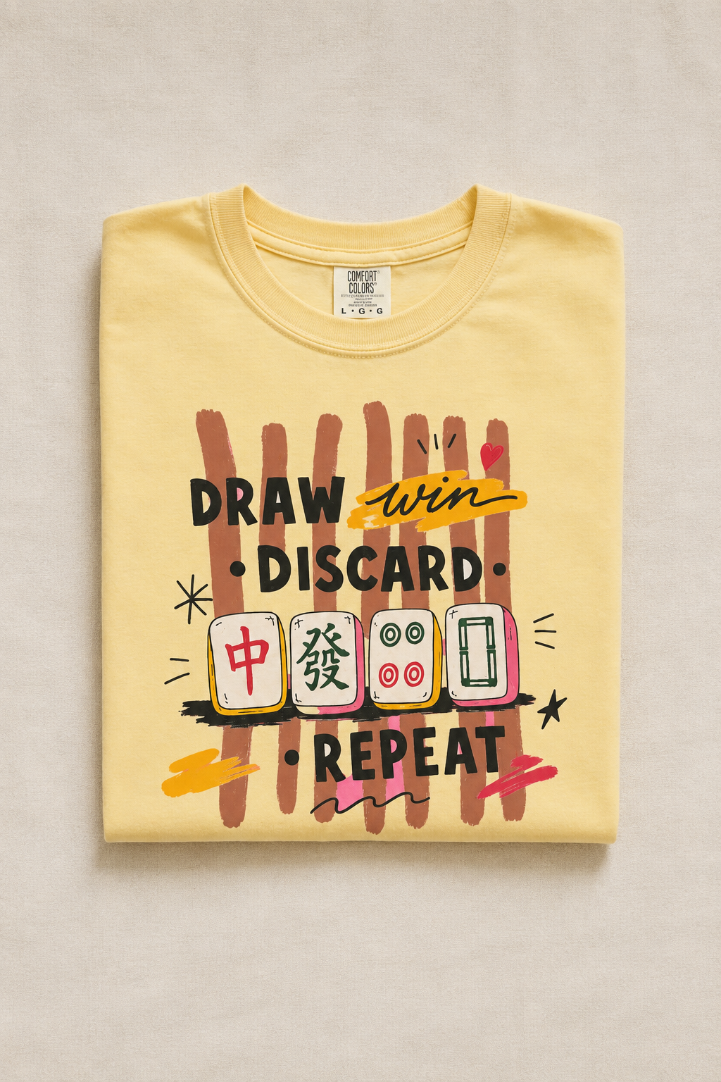 Draw • Discard • Repeat Mahjong Tee — Garment-Dyed Unisex T-Shirt