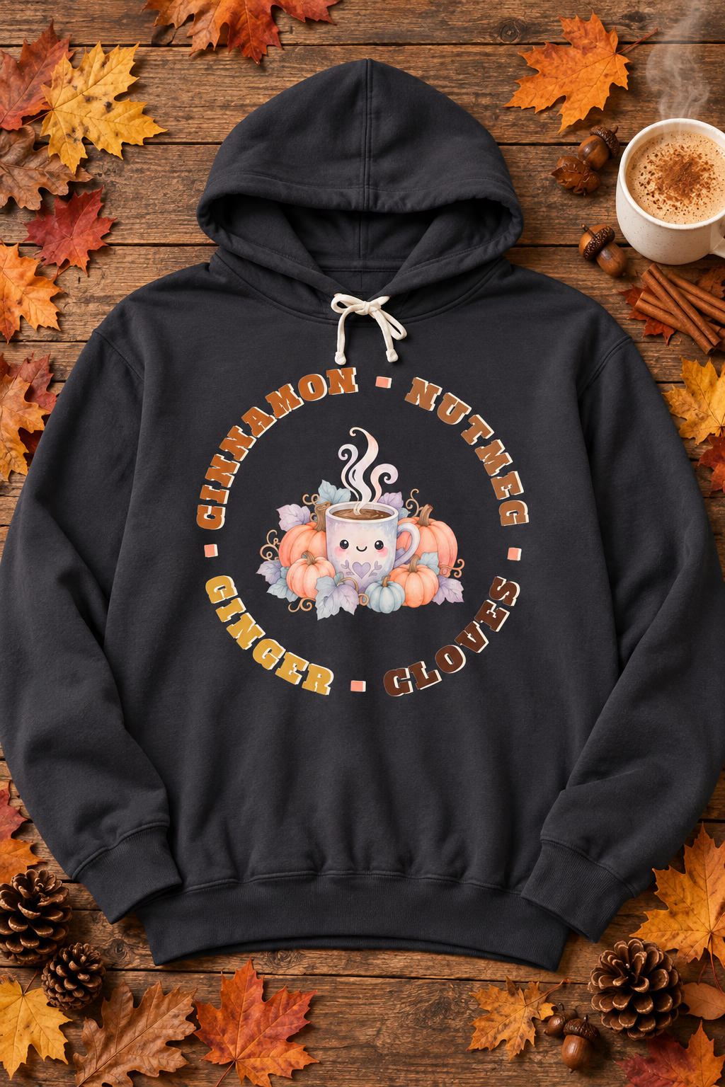Cinnamon Pumpkin Spice Cute Coffee Graphic Hoodie