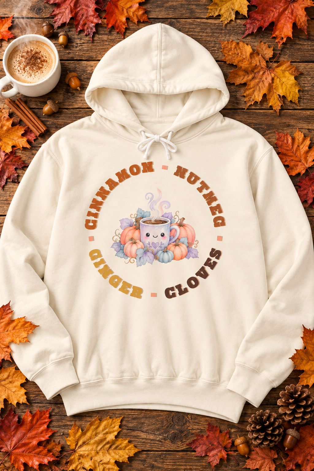 Cinnamon Pumpkin Spice Cute Coffee Graphic Hoodie