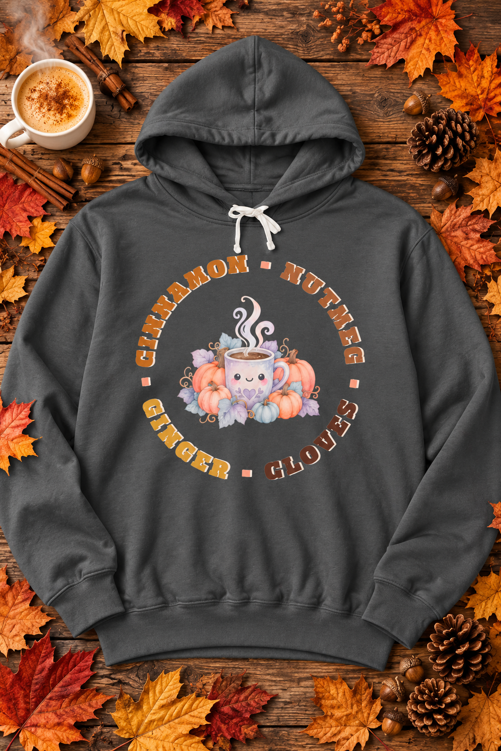 Cinnamon Pumpkin Spice Cute Coffee Graphic Hoodie