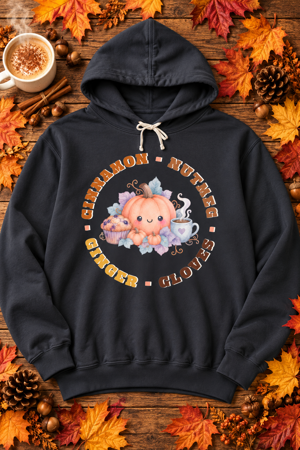 Pumpkin Spice Coffee & Muffins Fall Graphic Hoodie