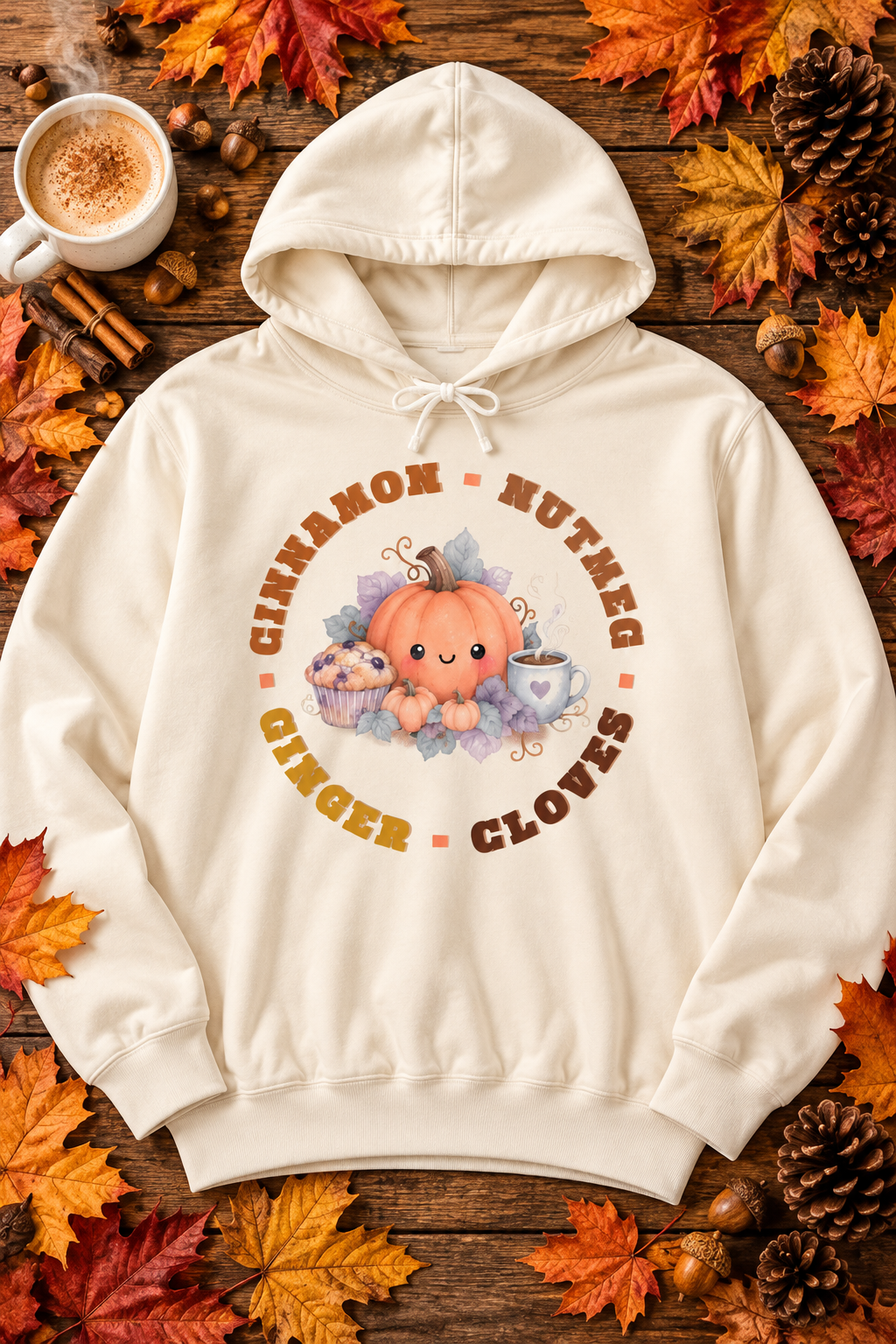 Pumpkin Spice Coffee & Muffins Fall Graphic Hoodie