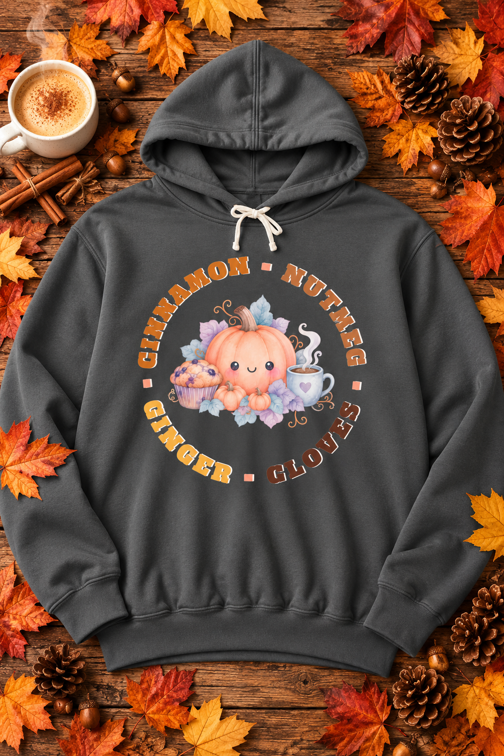 Pumpkin Spice Coffee & Muffins Fall Graphic Hoodie