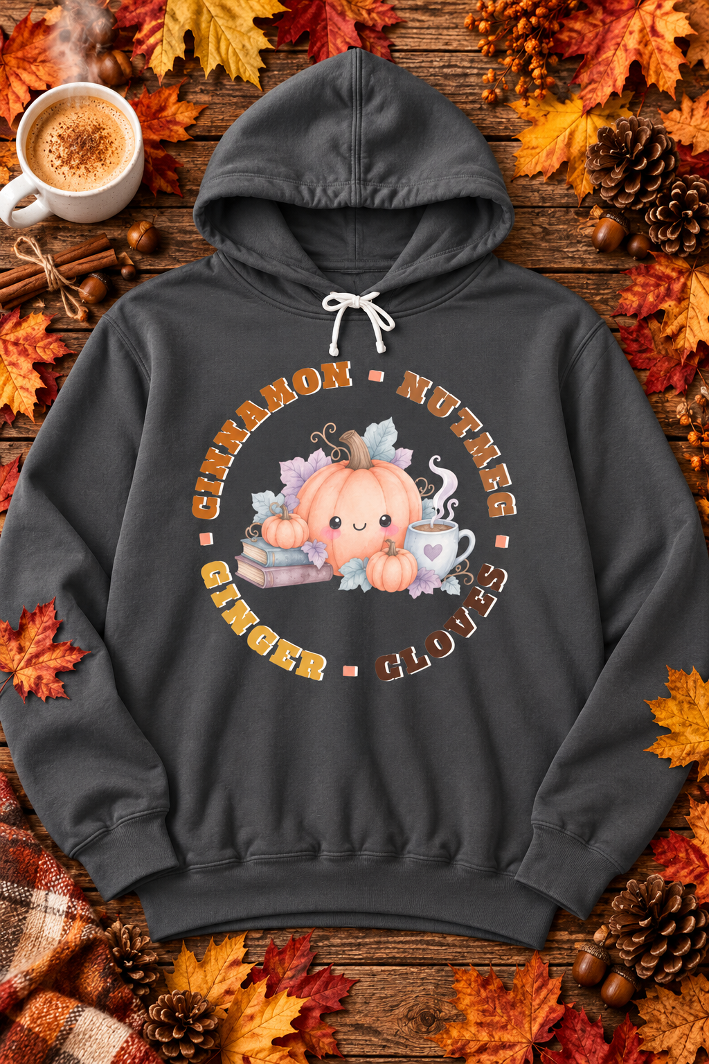 Pumpkin Spice Fall Coffee & Books Graphic Hoodie