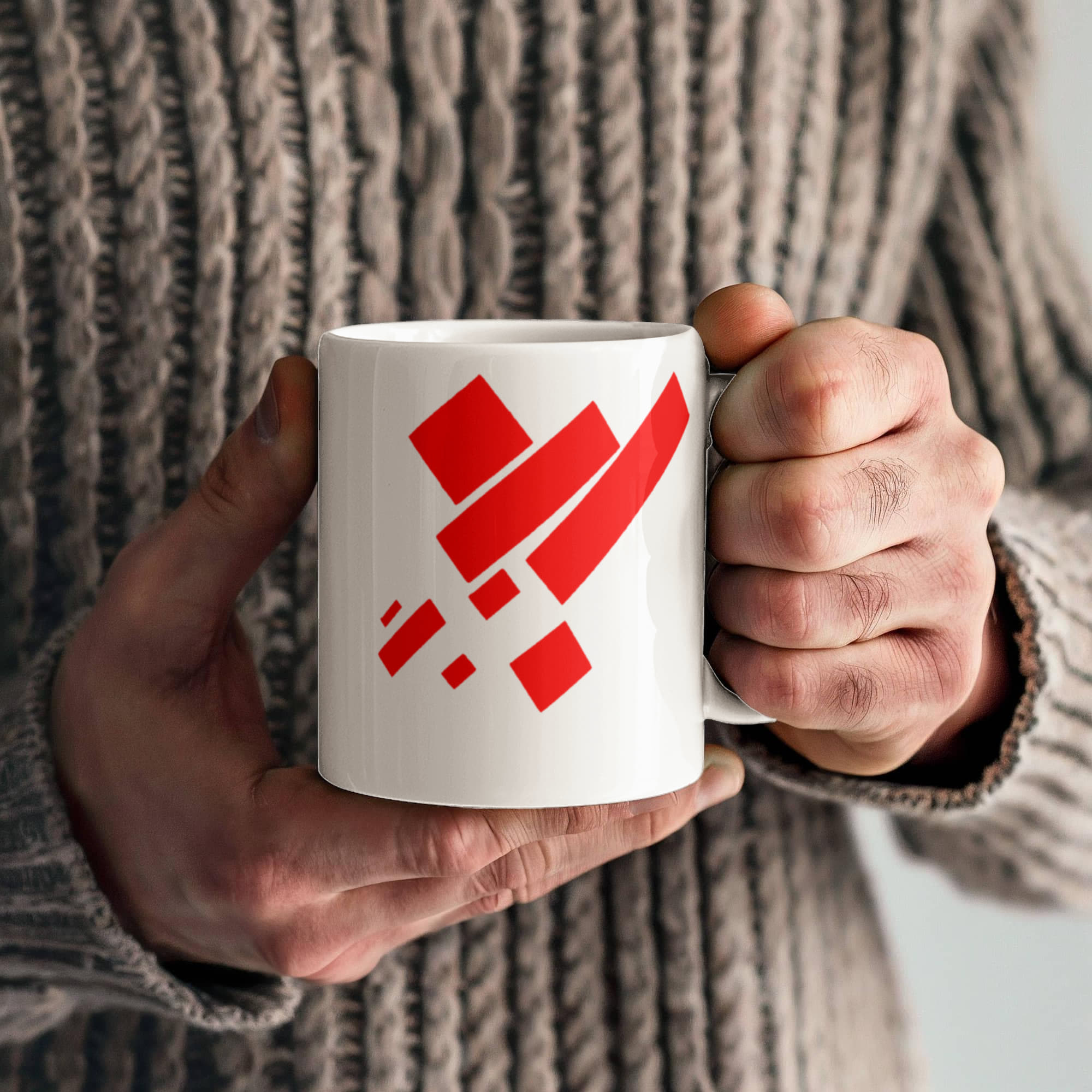 Suprematist Painting: Eight Red Rectangles (1915) on a white mug