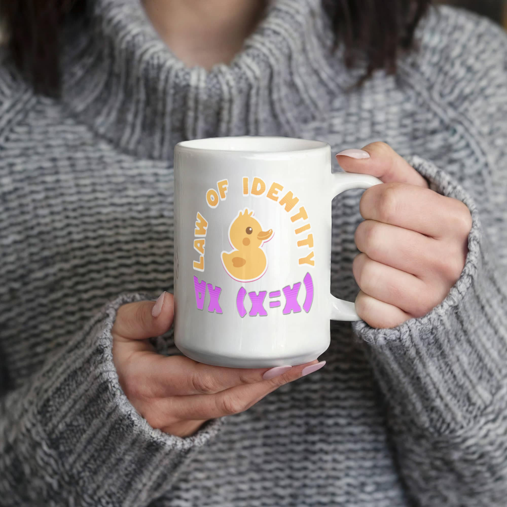 Law of Identity Duckie on a mug