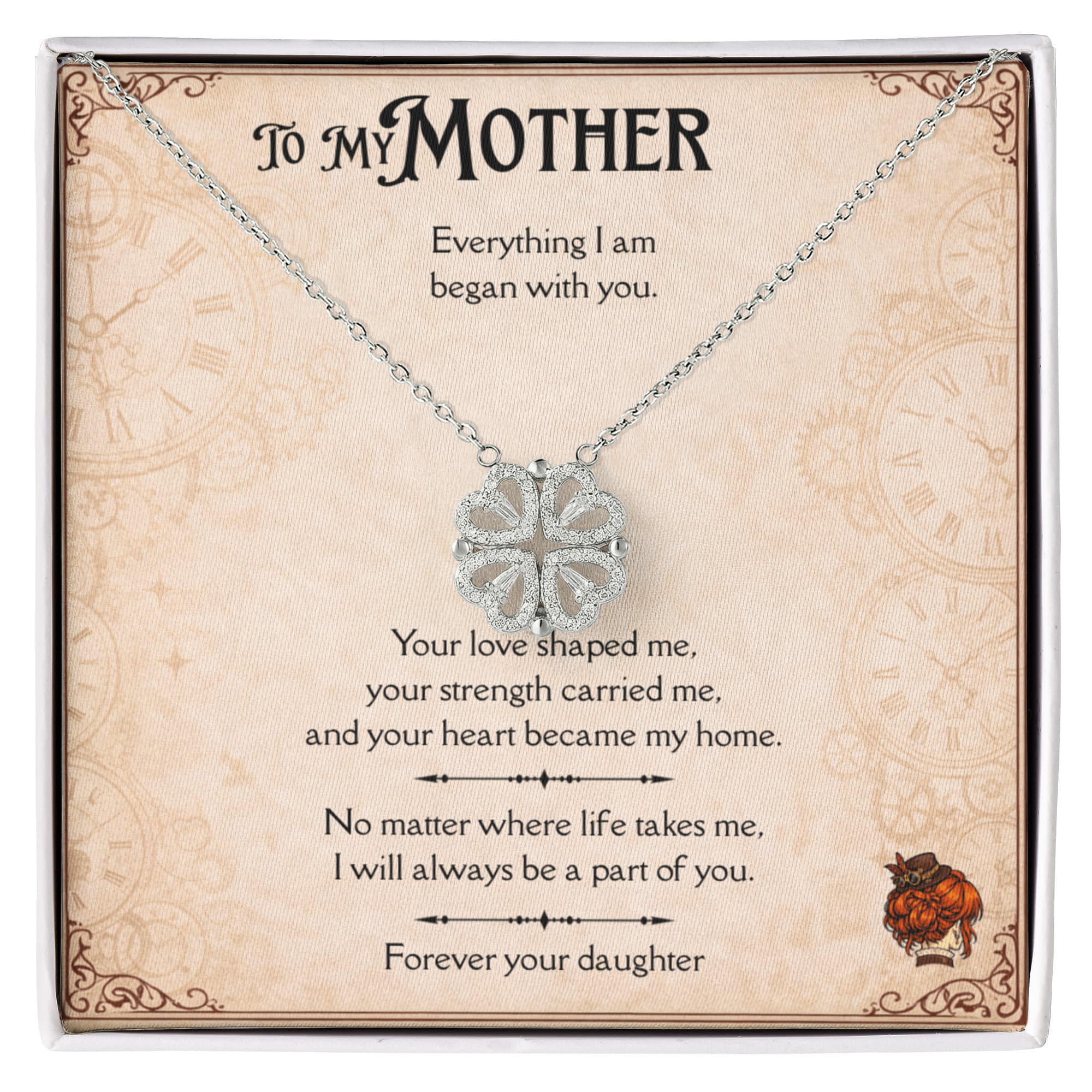 To My Mother – You Made Me Who I Am Magnetic Hearts Necklace