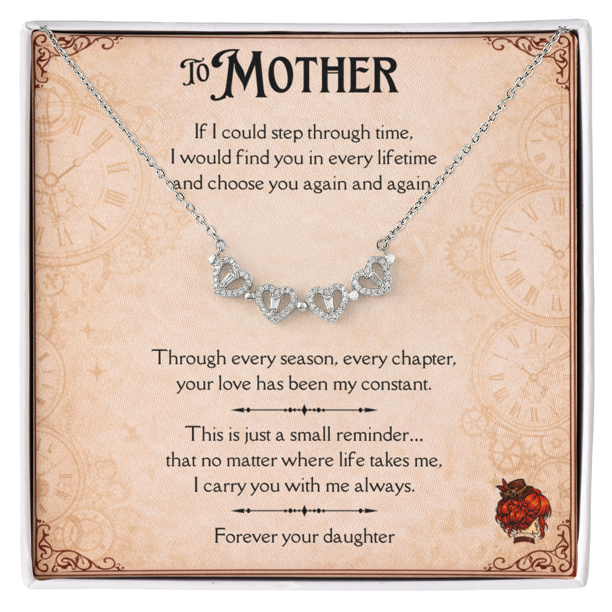 To My Mother – Constant Through Time Magnetic Hearts Necklace