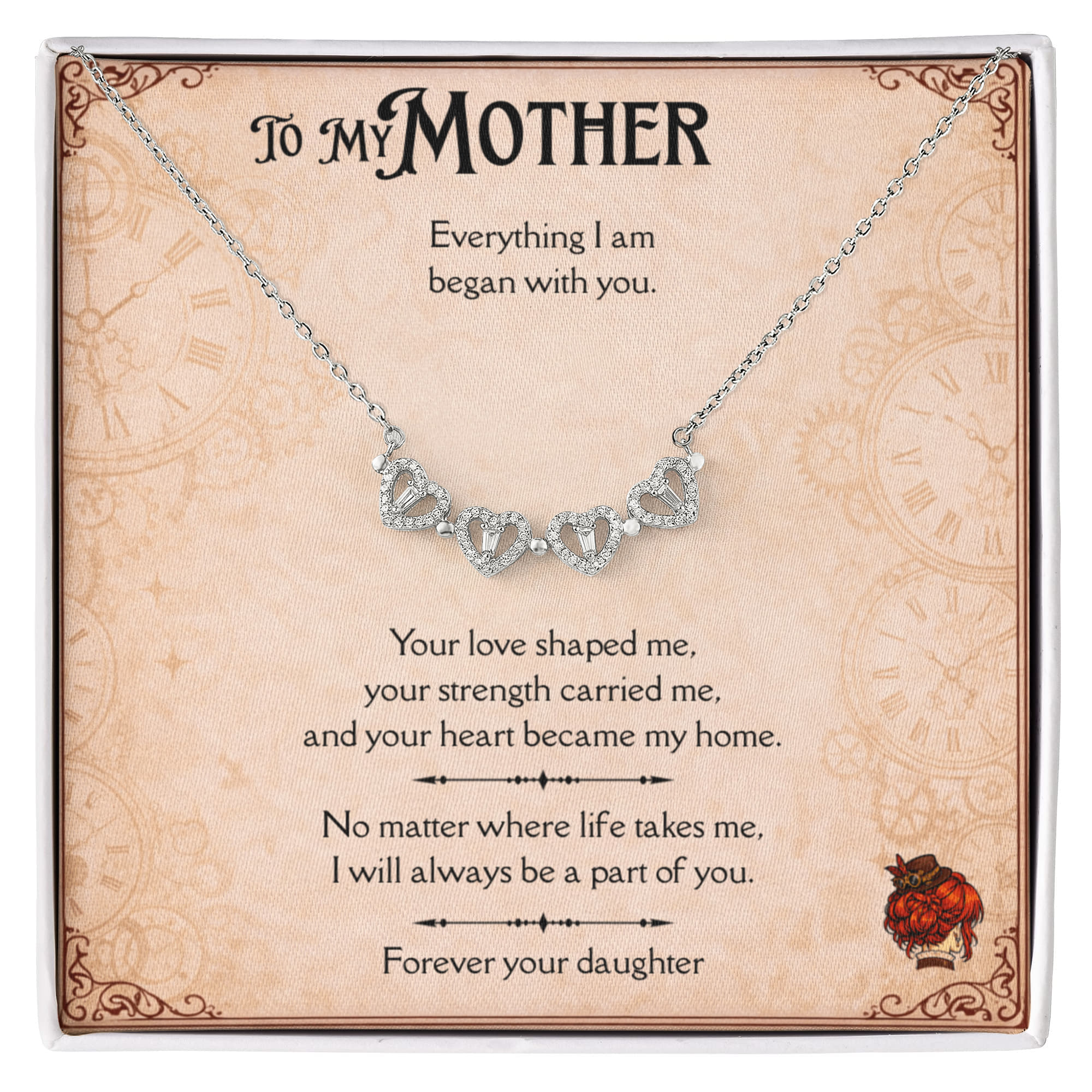 To My Mother – You Made Me Who I Am Magnetic Hearts Necklace