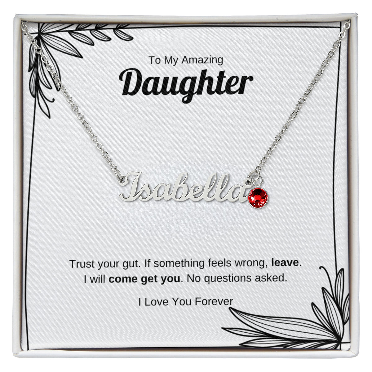 Trust Your Gut | Custom Name Necklace with Birthstone for Daughter