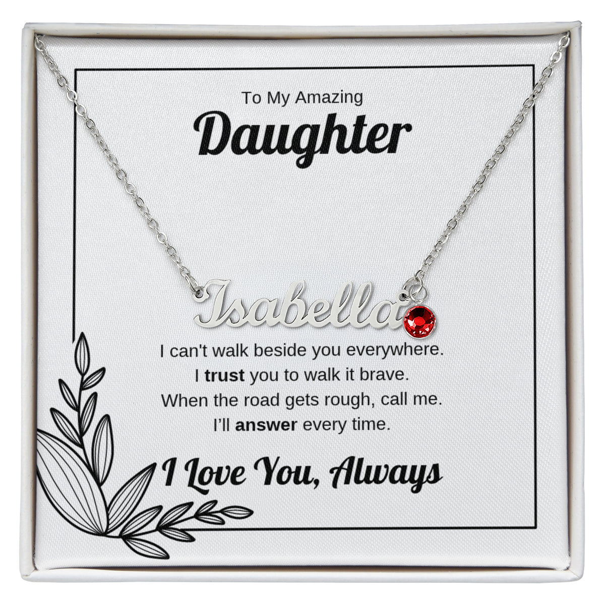 Walk It Brave | Custom Name Necklace with Birthstone for Daughter