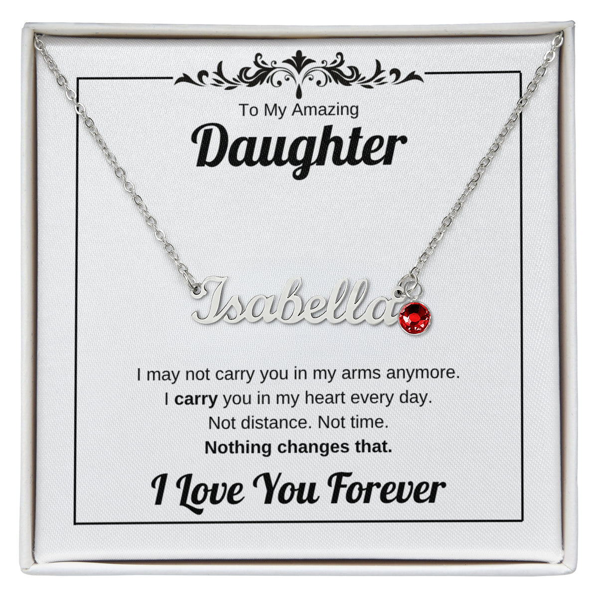 Carry You In My Heart | Custom Name Necklace with Birthstone for Daughter