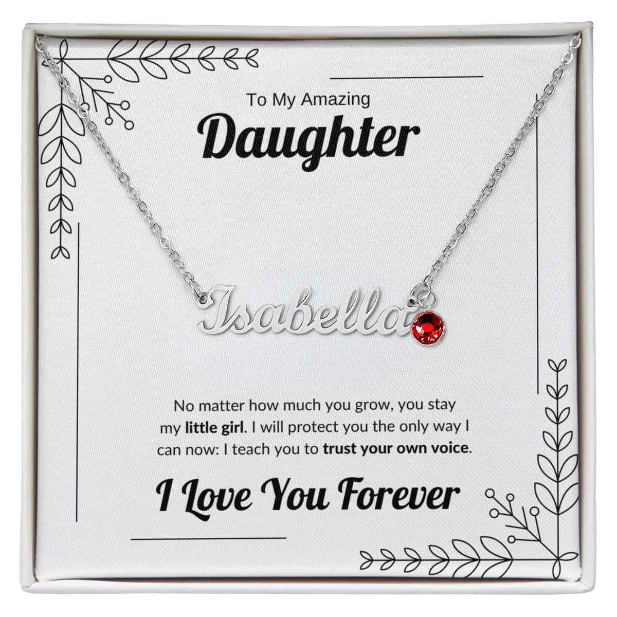 Always My Little Girl | Custom Name Necklace with Birthstone for Daughter