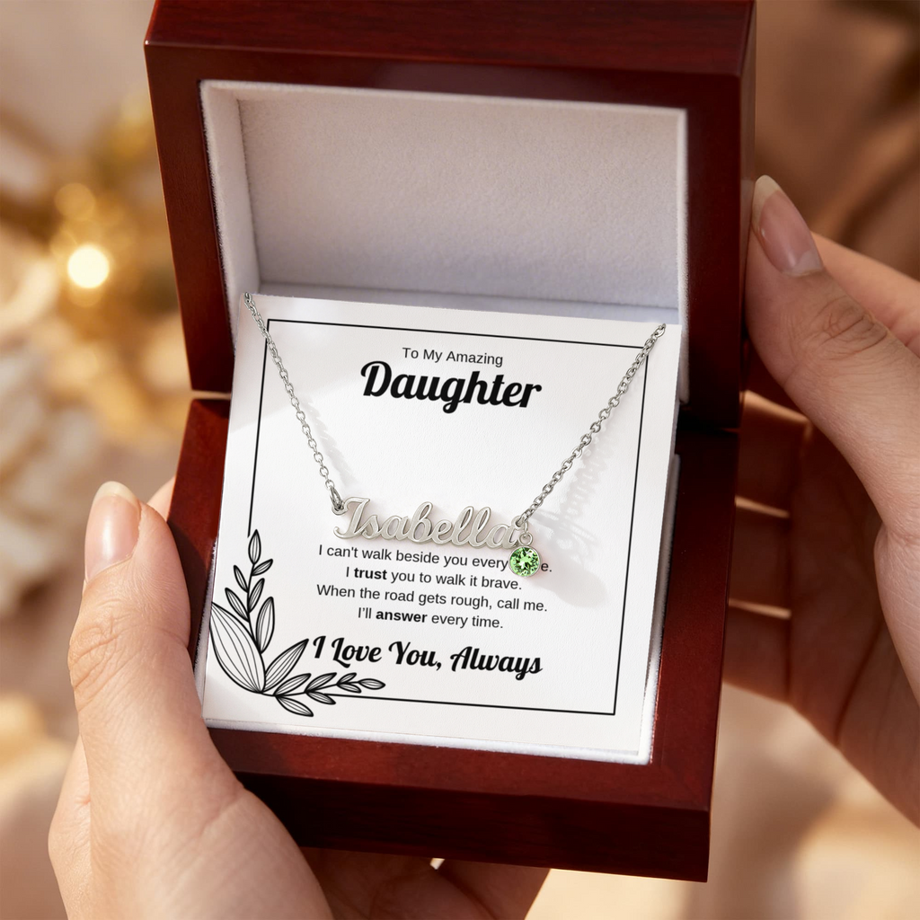 Walk It Brave | Custom Name Necklace with Birthstone for Daughter