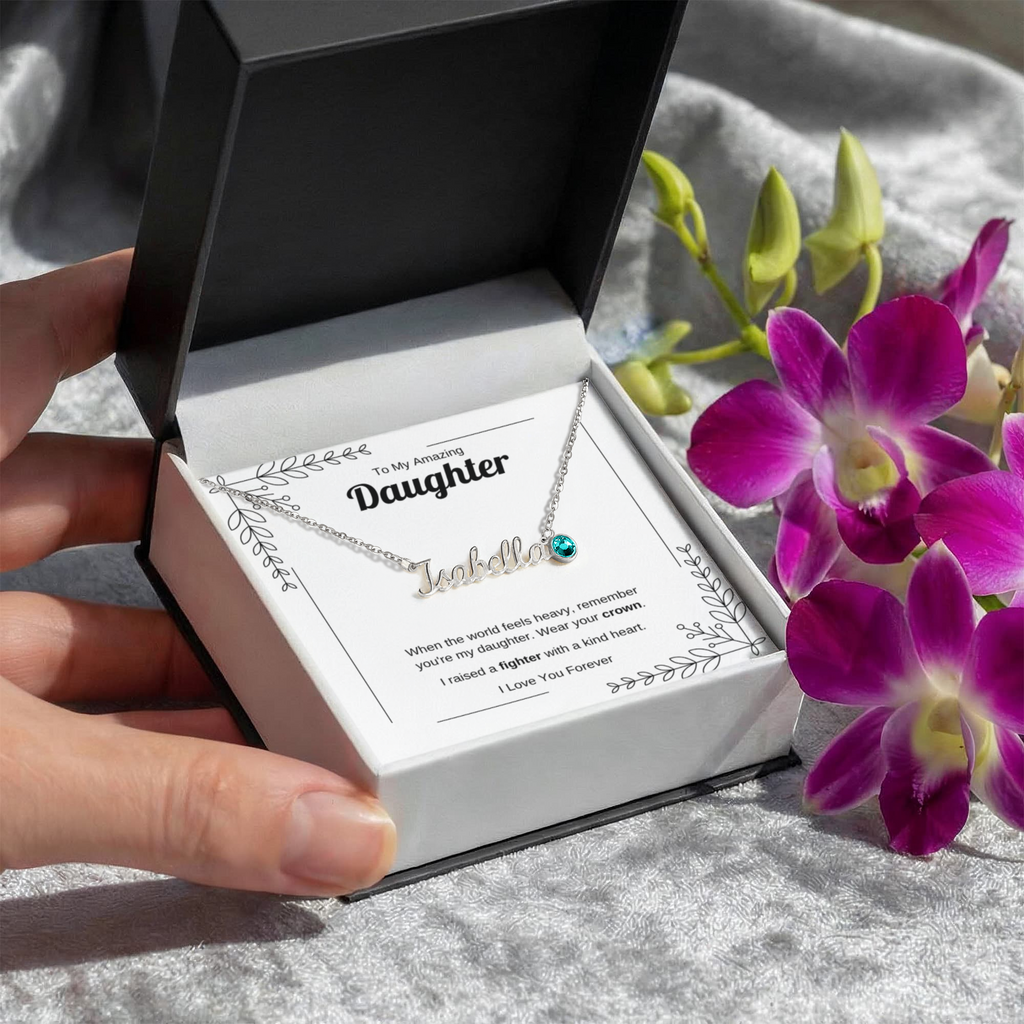 Wear Your Crown | Custom Name Necklace with Birthstone for Daughter