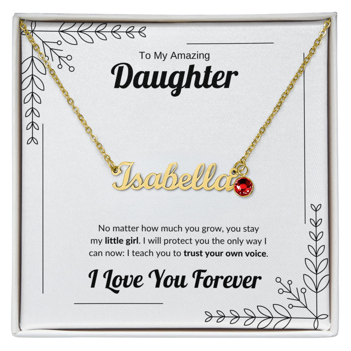 Always My Little Girl | Custom Name Necklace with Birthstone for Daughter