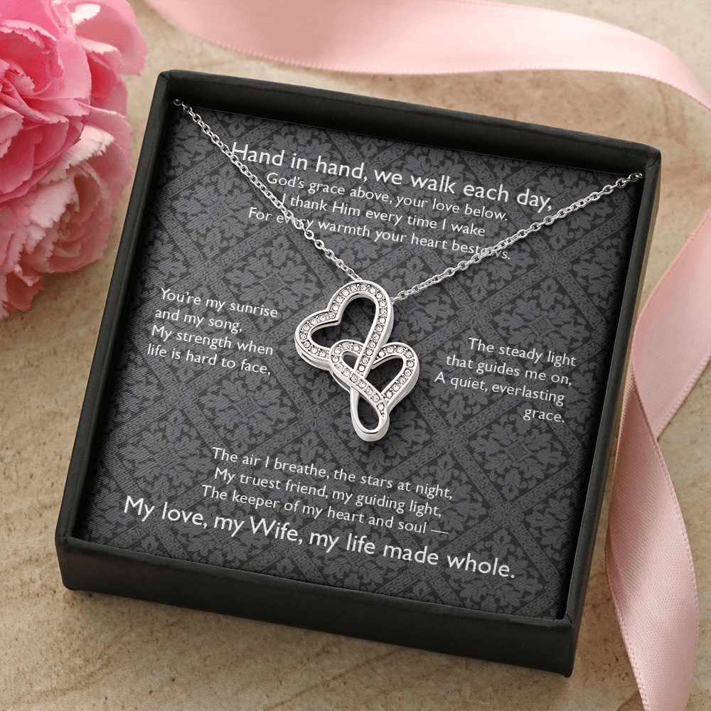 Hand in hand, we walk each day, . . . Heart-to-Heart Pendent