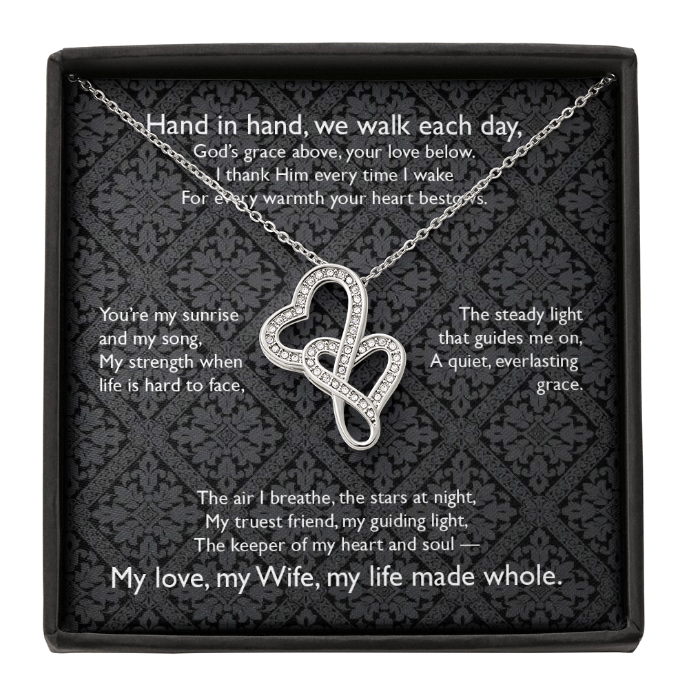 Hand in hand, we walk each day, . . . Heart-to-Heart Pendent