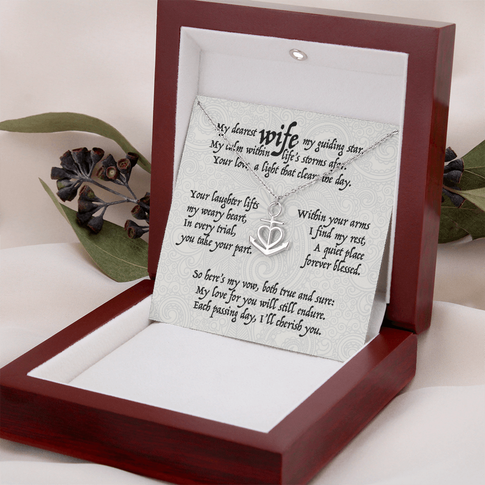 My dearest wife, my guiding star, . . . Anchor Heart Pendent