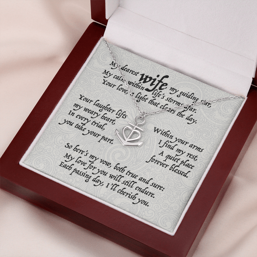 My dearest wife, my guiding star, . . . Anchor Heart Pendent