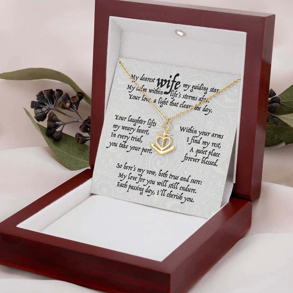 My dearest wife, my guiding star, . . . Anchor Heart Pendent