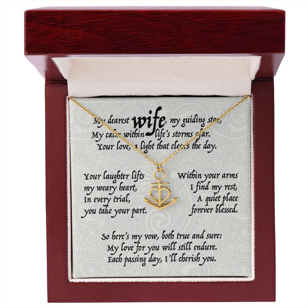 My dearest wife, my guiding star, . . . Anchor Heart Pendent