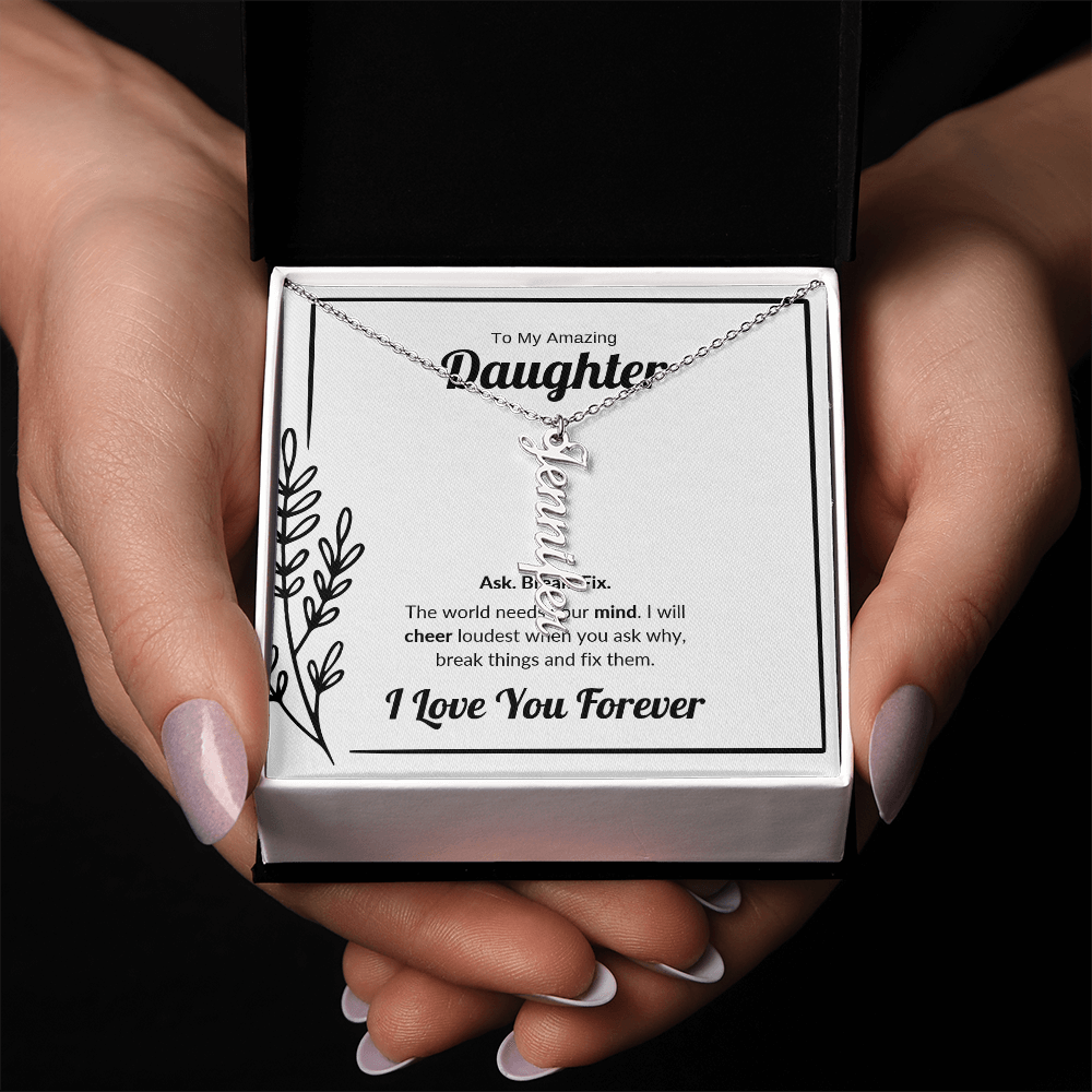 Ask Break Fix | Vertical Name Necklace for Daughter