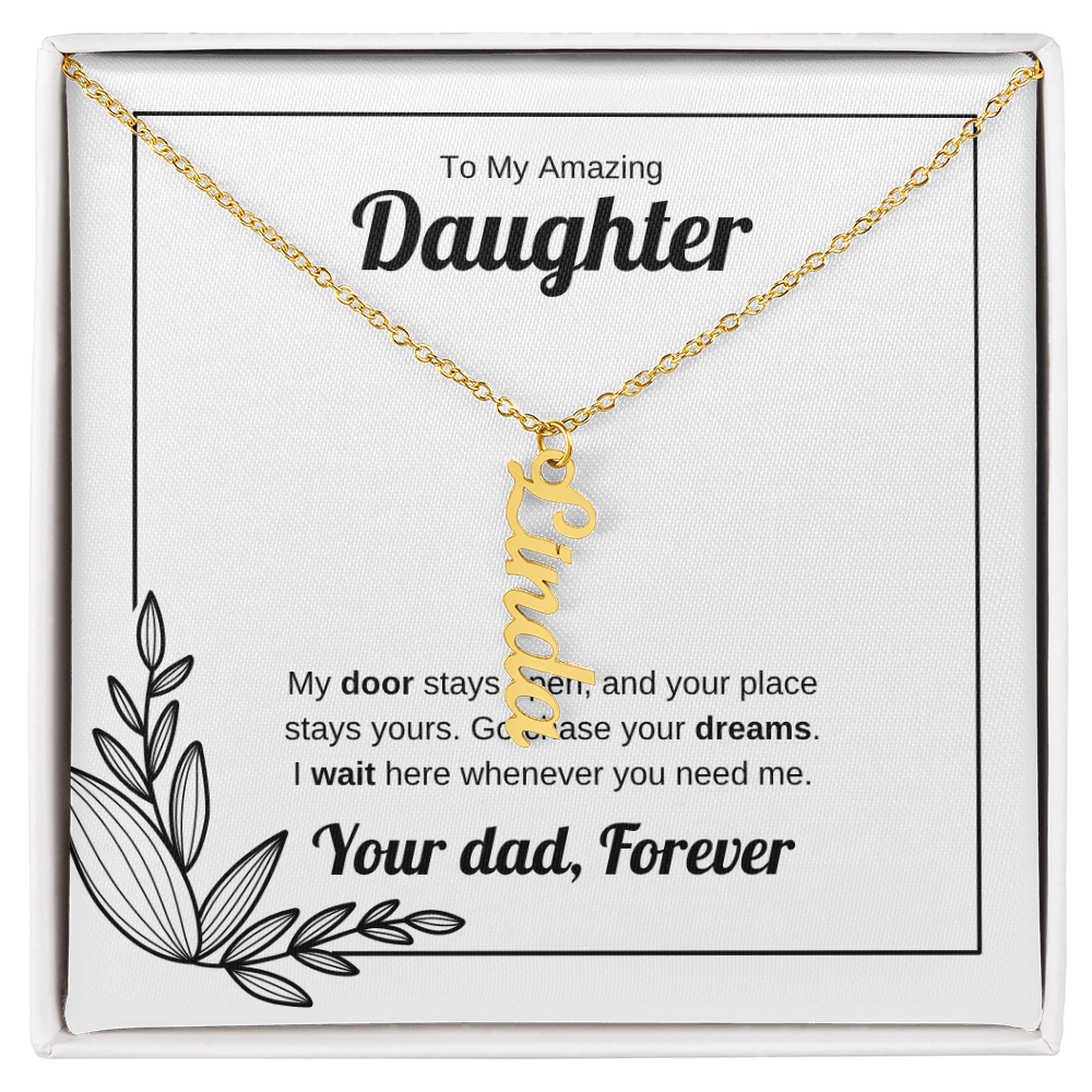 My Door Stays Open | Vertical Name Necklace for Daughter