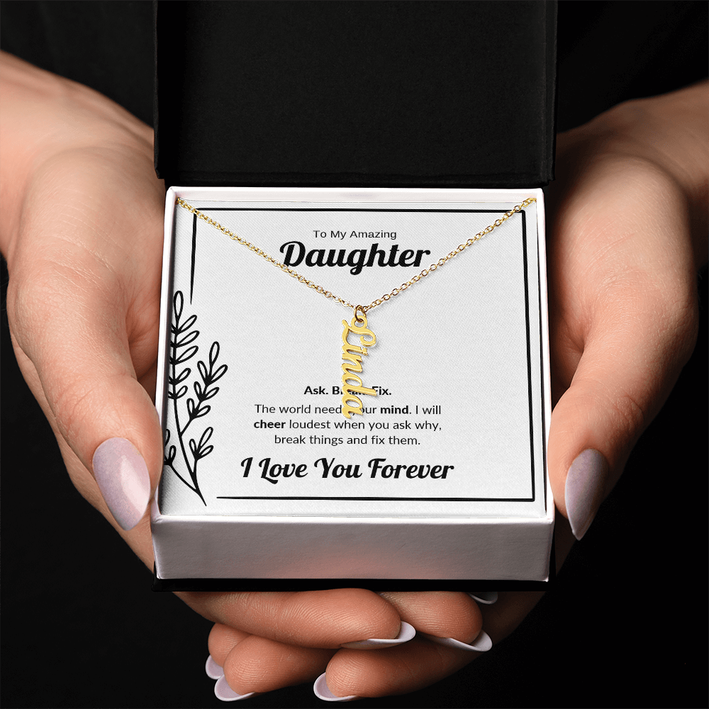 Ask Break Fix | Vertical Name Necklace for Daughter