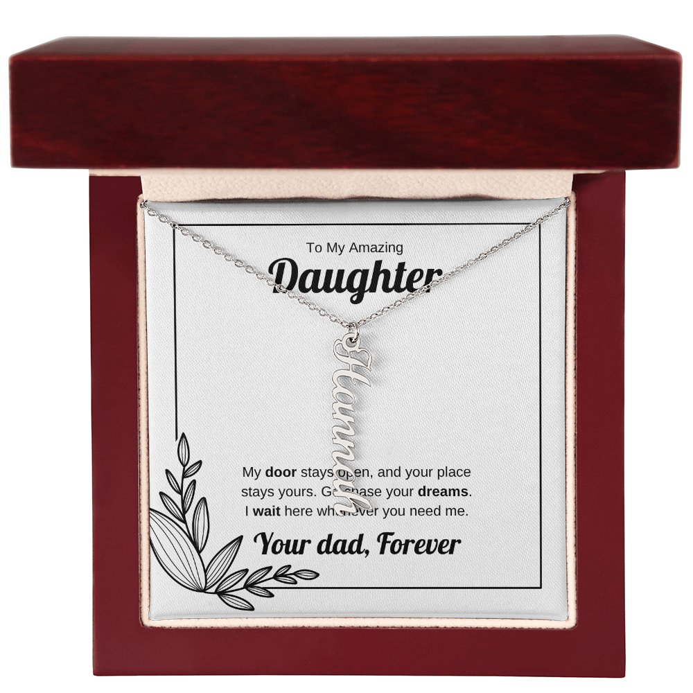 My Door Stays Open | Vertical Name Necklace for Daughter