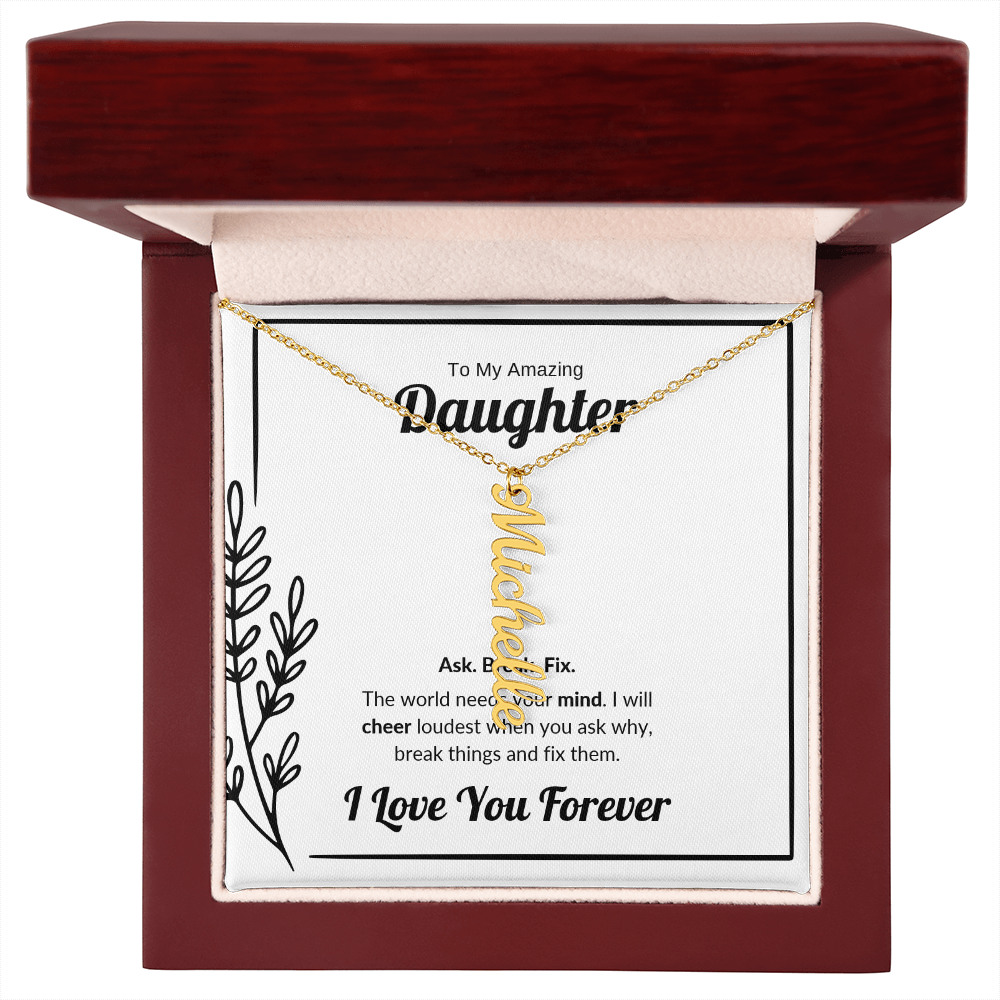 Ask Break Fix | Vertical Name Necklace for Daughter