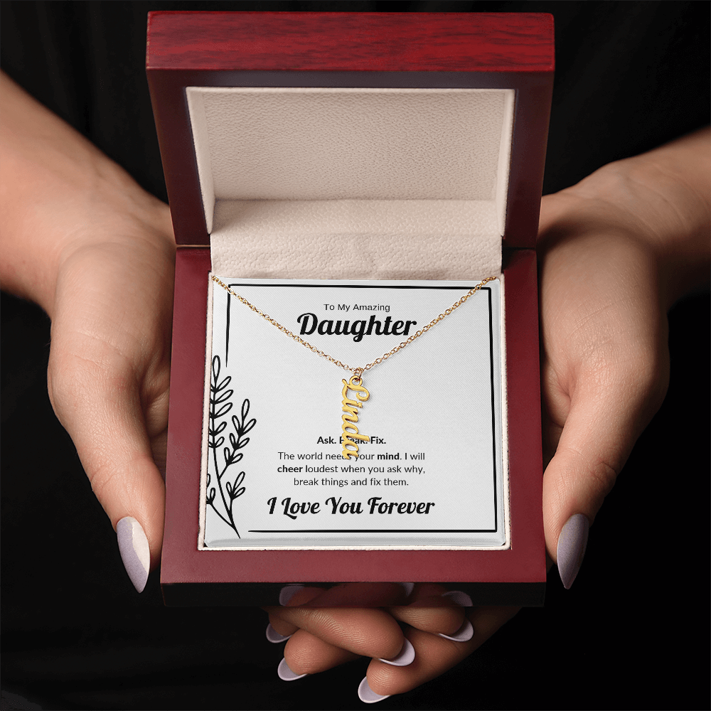Ask Break Fix | Vertical Name Necklace for Daughter