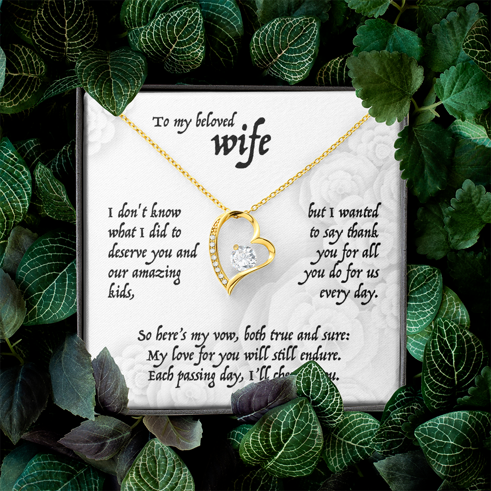 To my beloved Wife, I don't know what I did to deserve you and our amazing kids, . . . Forever Love Pendent