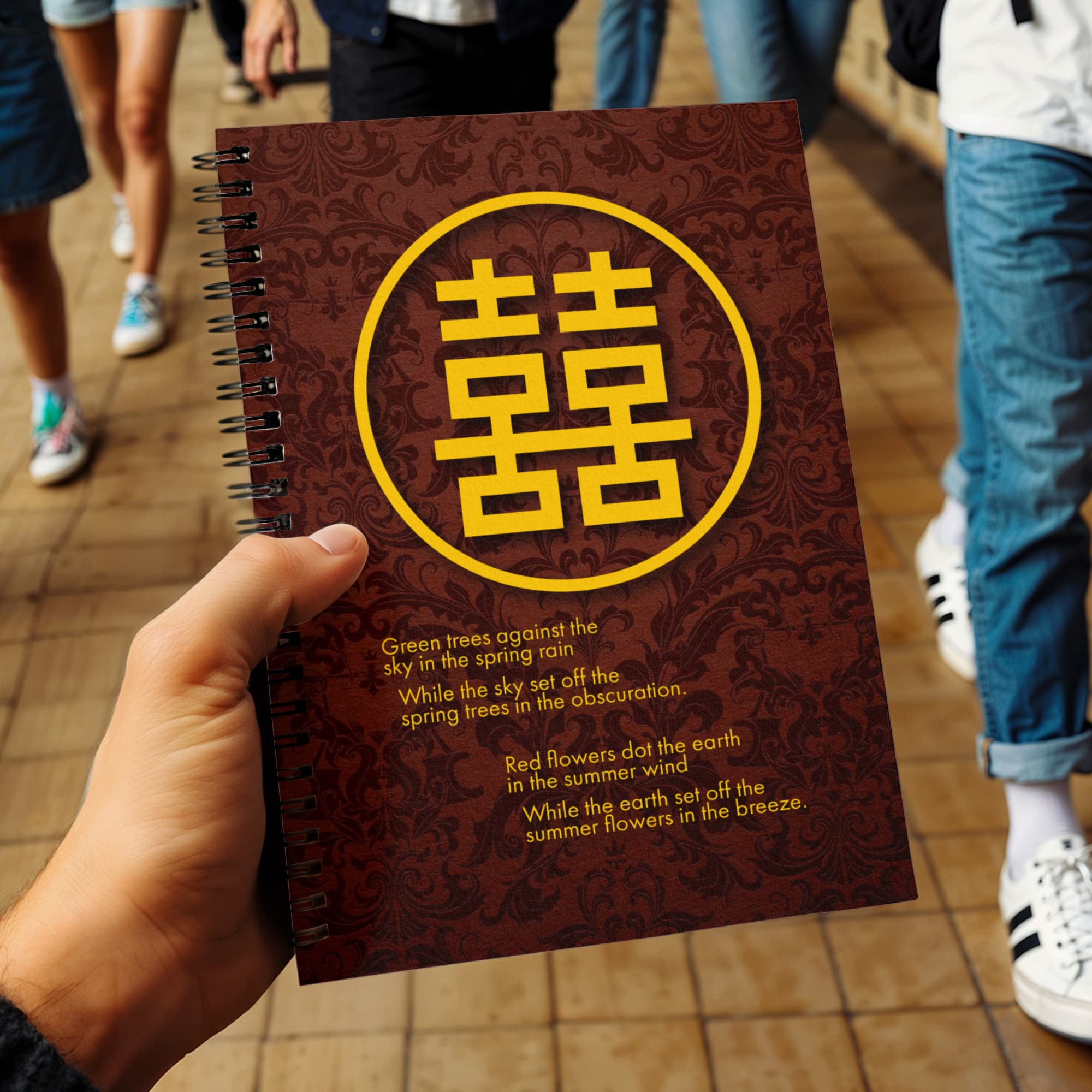 Double Happiness Red & Gold - spiral notebook