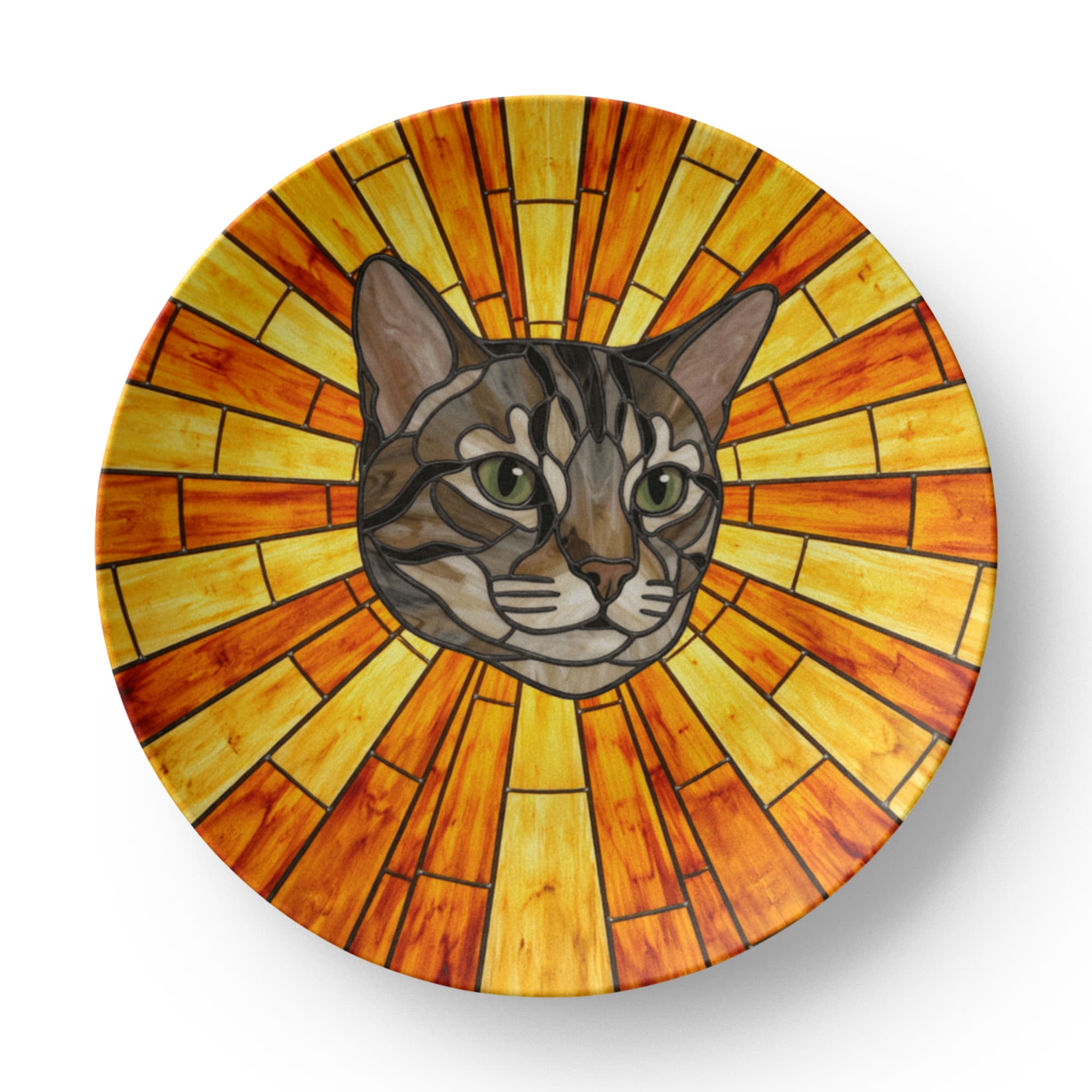 Stained Glass Sunburst Pet Portrait - 10” Plate