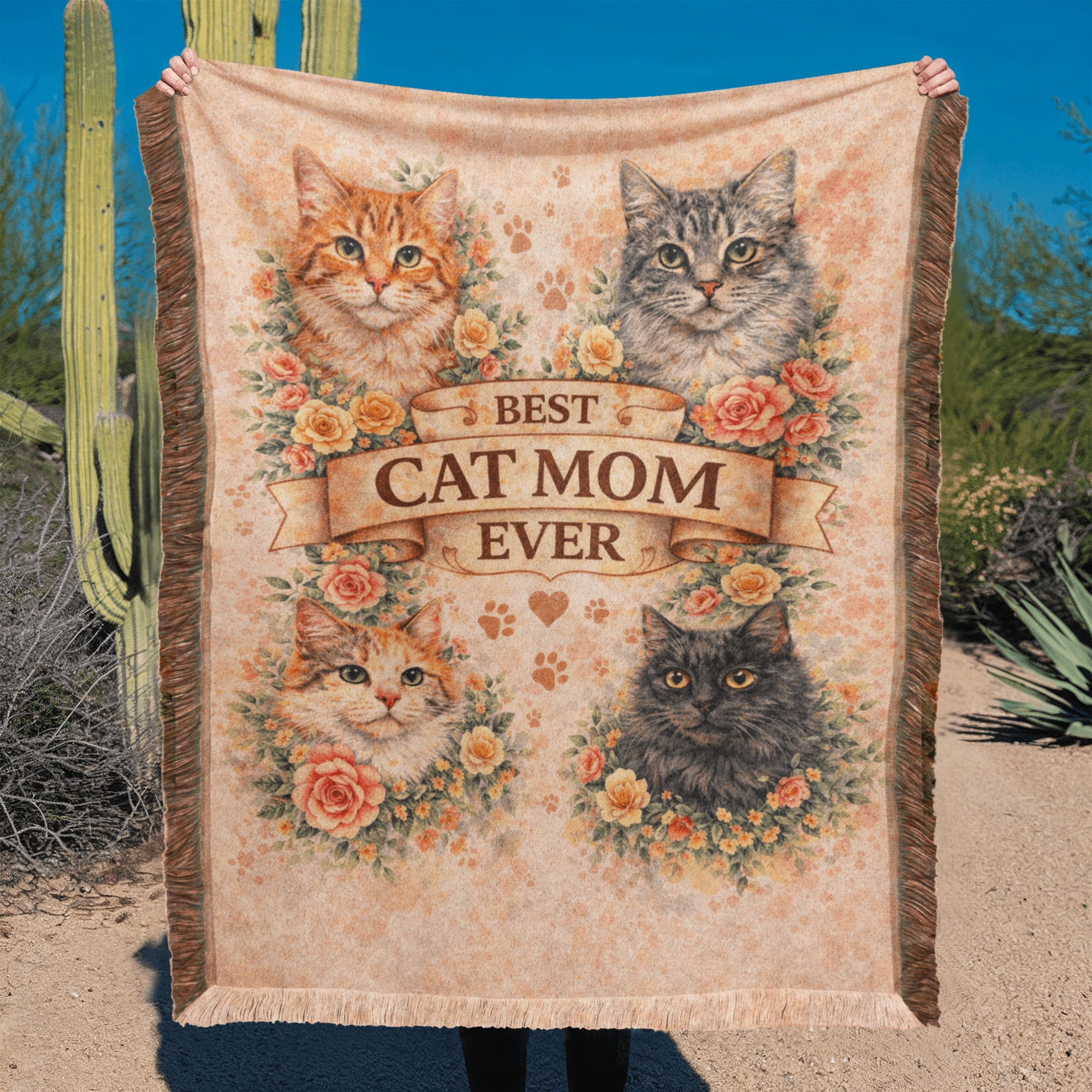 Best Cat Mom Ever Printed Woven Blanket – Cozy, Beautiful & Slightly Ridiculous (Just Like Her Cats)