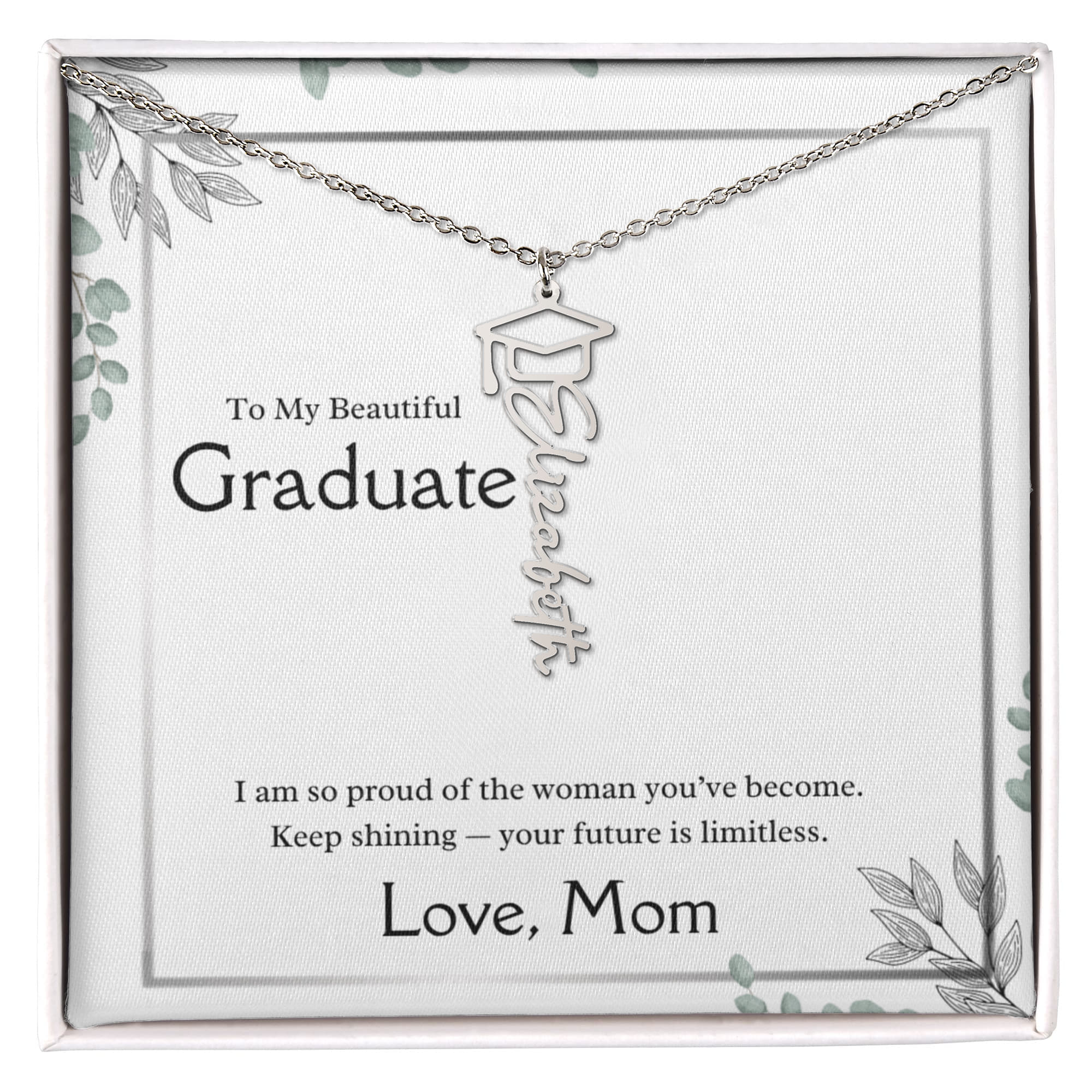 Graduation Gift from Mom – Personalized Daughter Necklace – “Your Future Is Limitless” Keepsake
