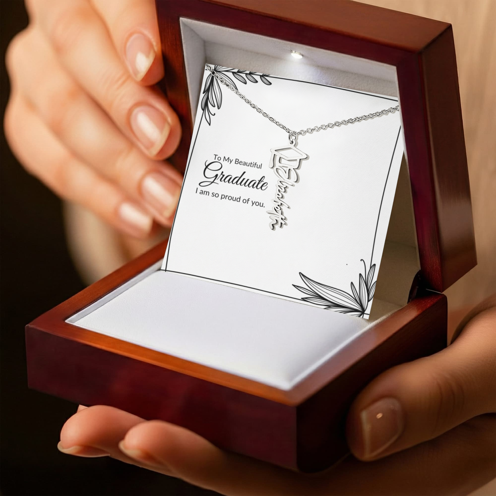 To My Beautiful Graduate Necklace – Custom Name Gift – Meaningful Keepsake for Her