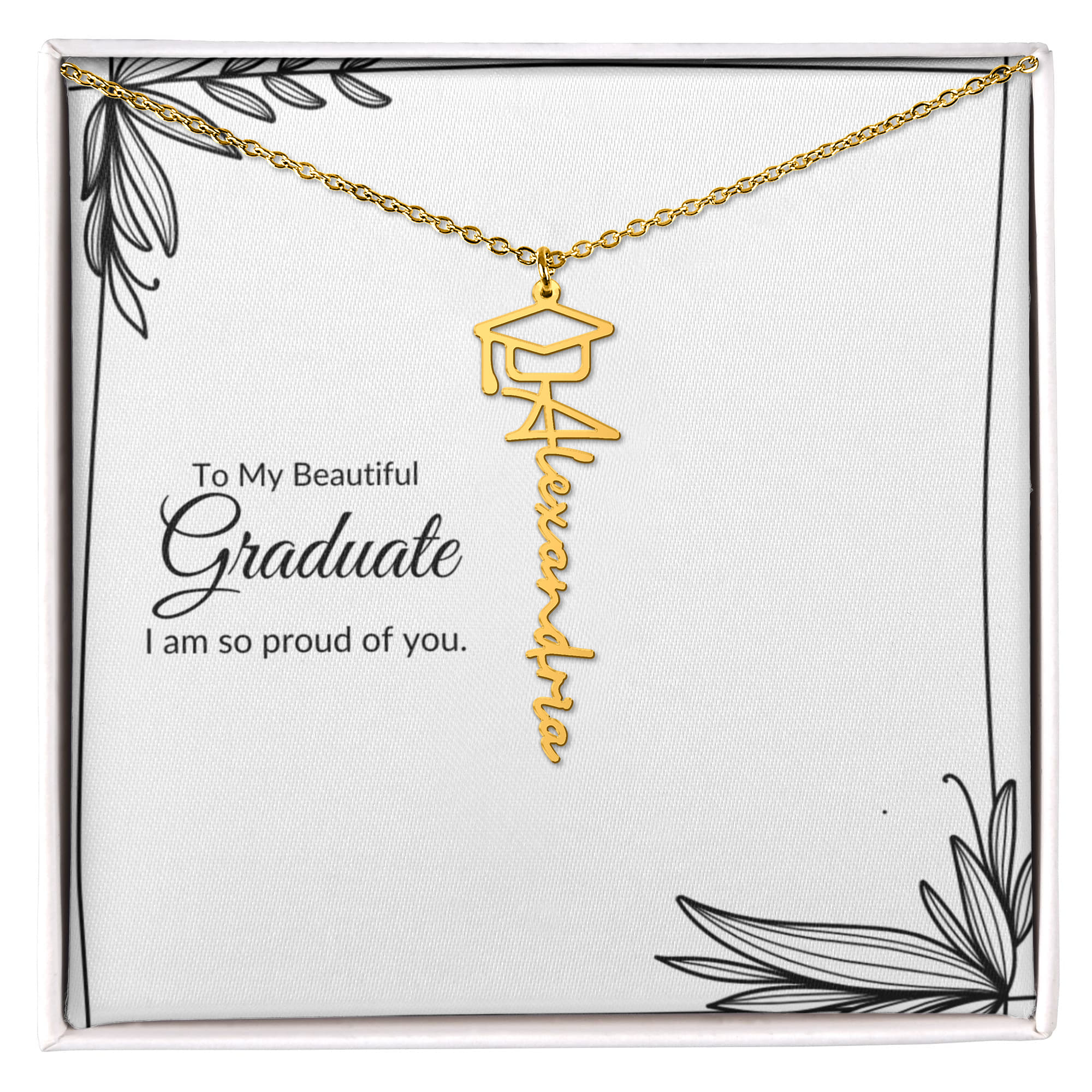 To My Beautiful Graduate Necklace – Custom Name Gift – Meaningful Keepsake for Her