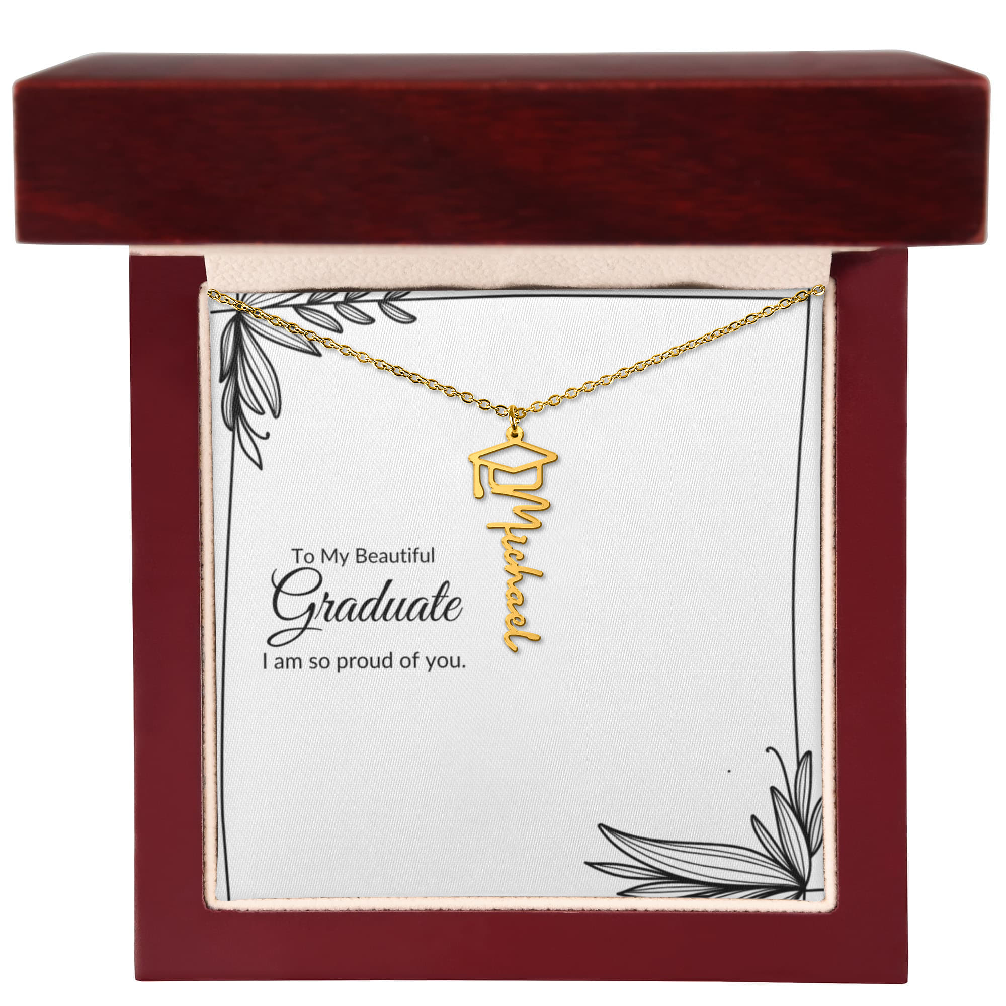 To My Beautiful Graduate Necklace – Custom Name Gift – Meaningful Keepsake for Her