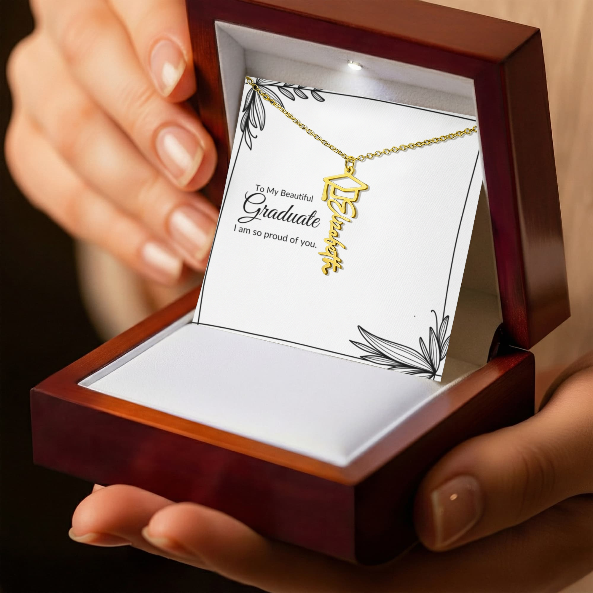 To My Beautiful Graduate Necklace – Custom Name Gift – Meaningful Keepsake for Her