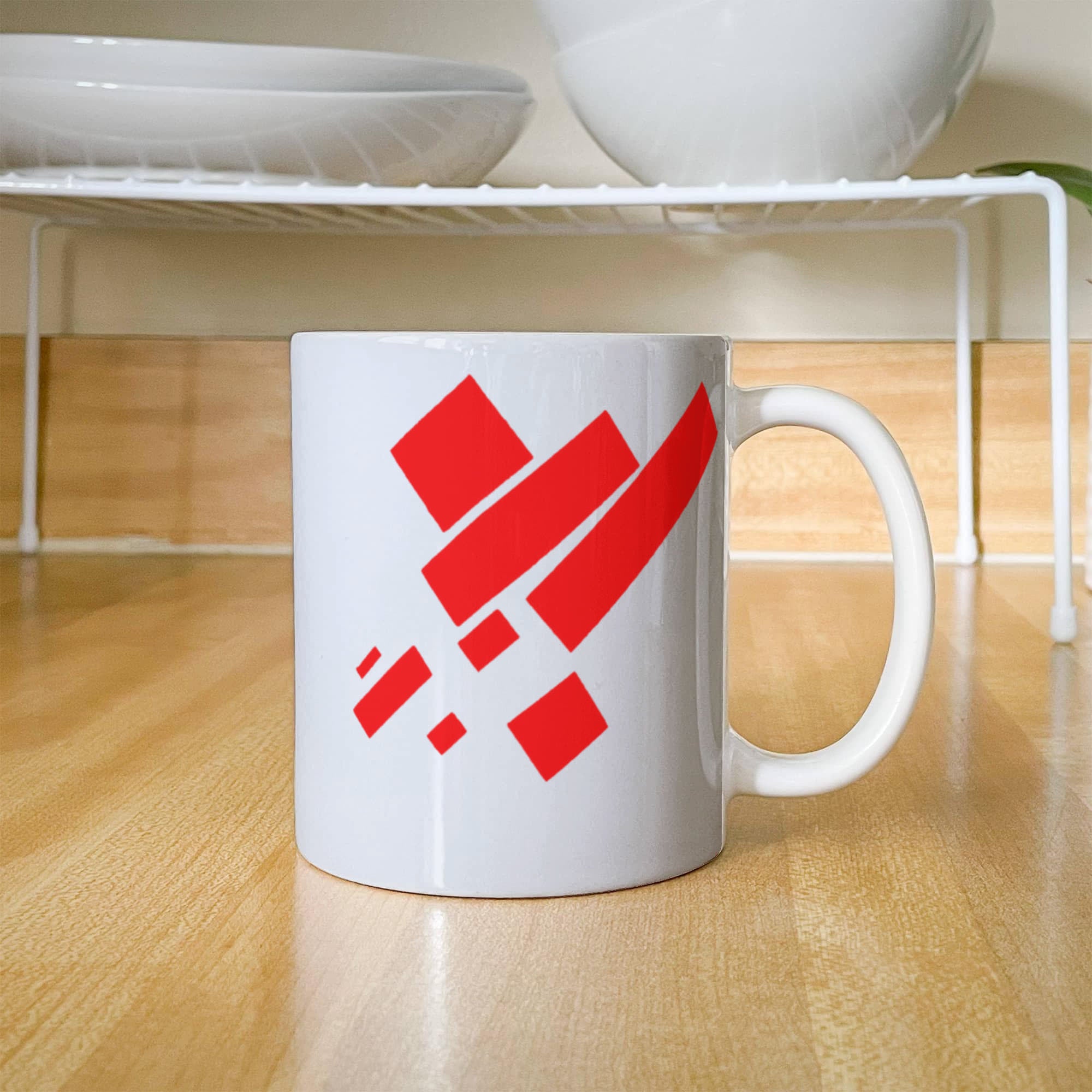 Suprematist Painting: Eight Red Rectangles (1915) on a white mug