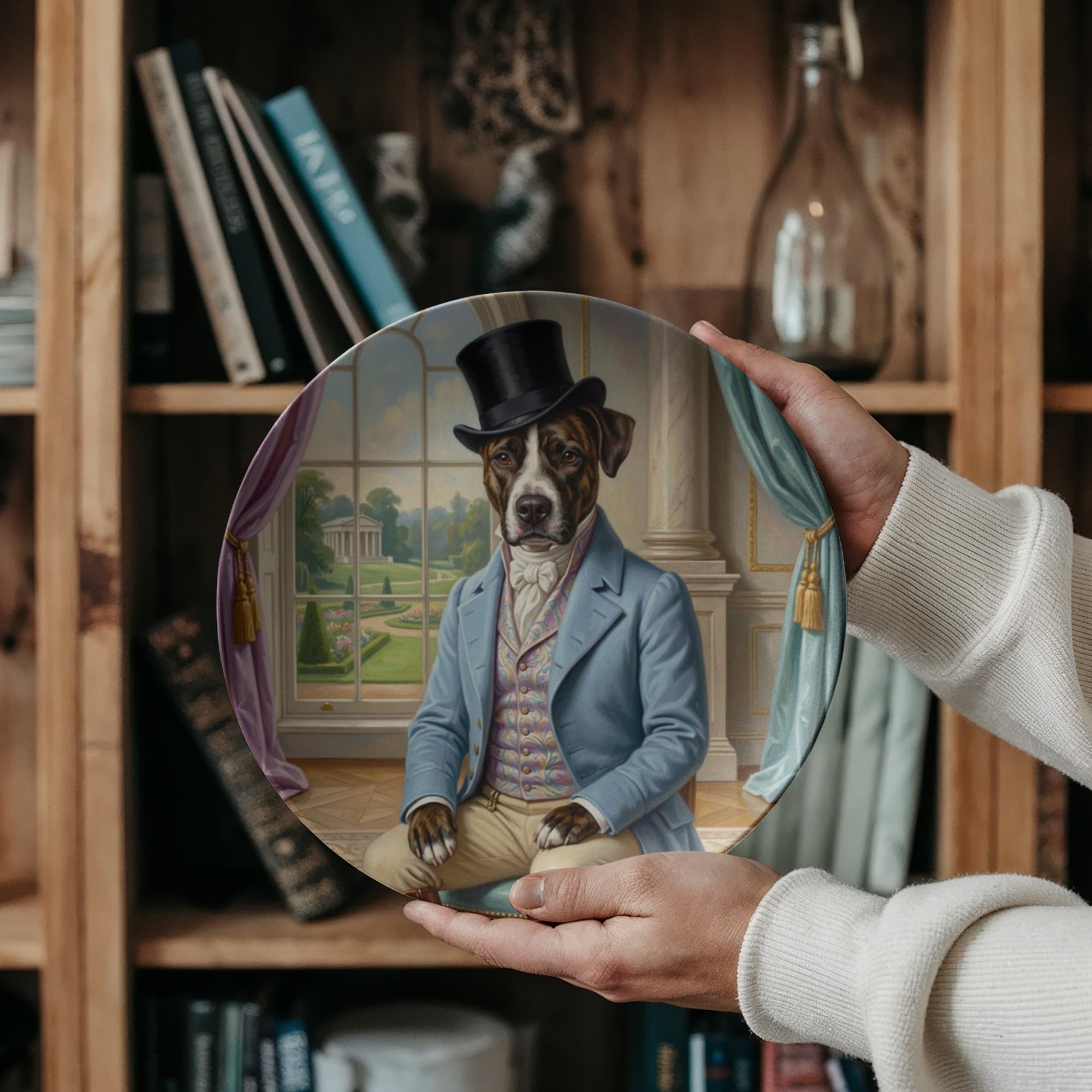 Regency Era Pet Portrait in Gentlemen's Attire - 10” Plate