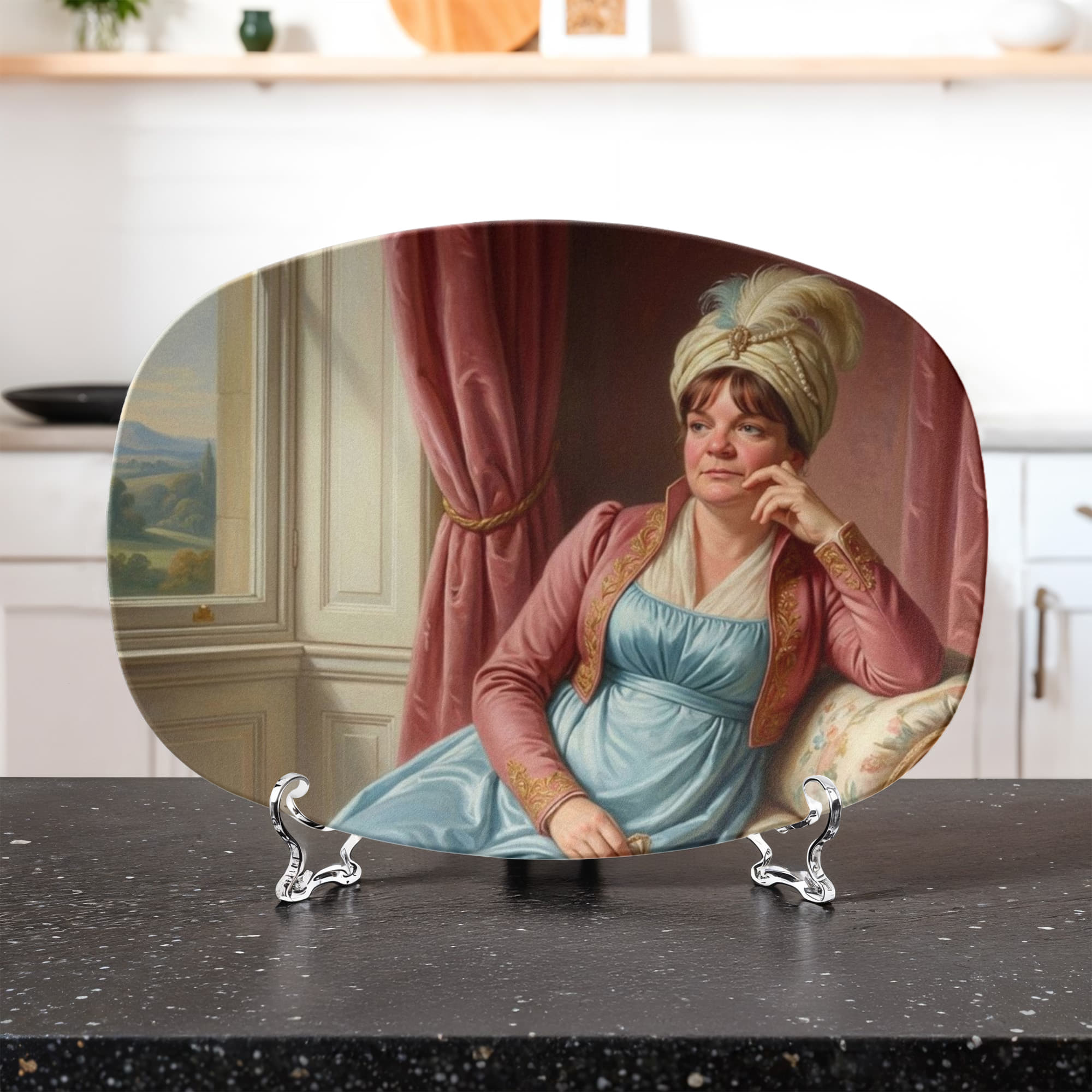 Regency Era Portrait in Lady's Attire - Personalized 10" x 14" Portrait Platter – Unique Gift