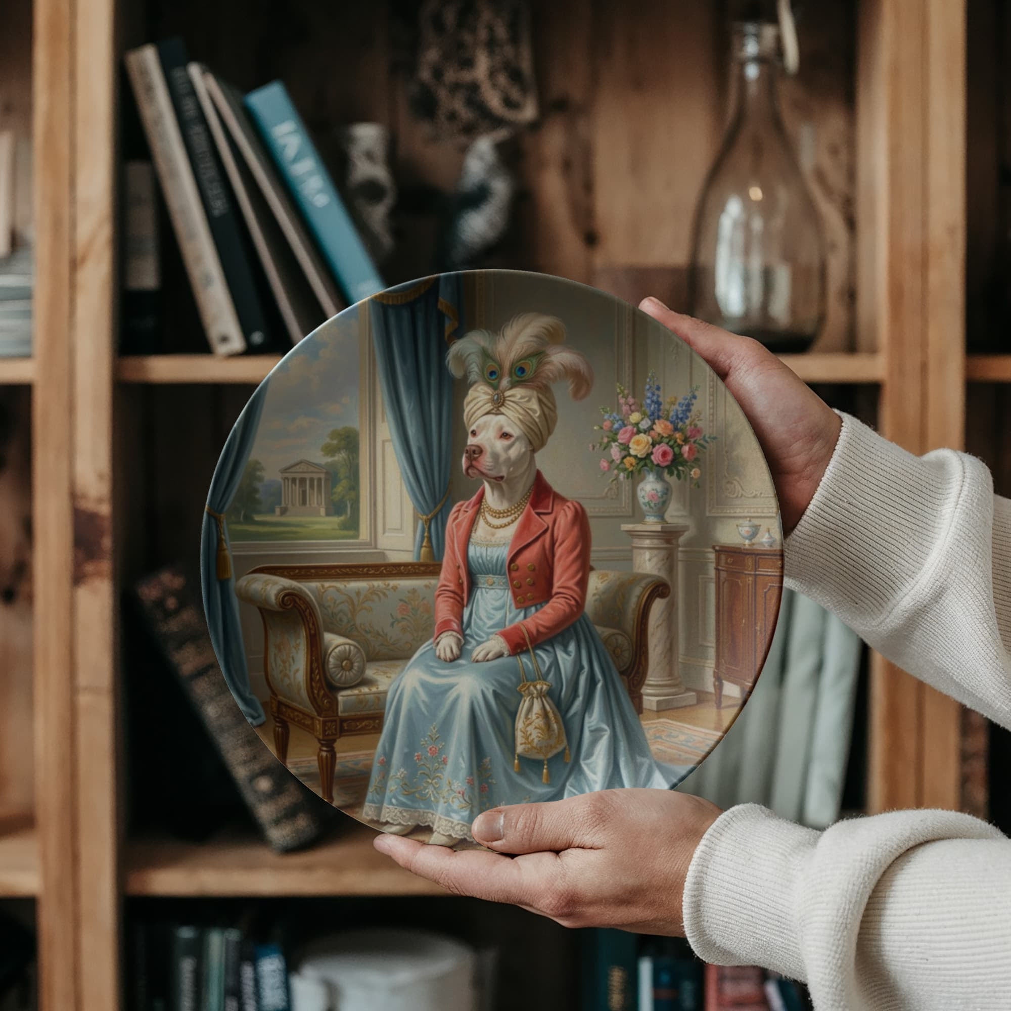 Regency Era Pet Portrait in Ladies' Attire - 10” Plate