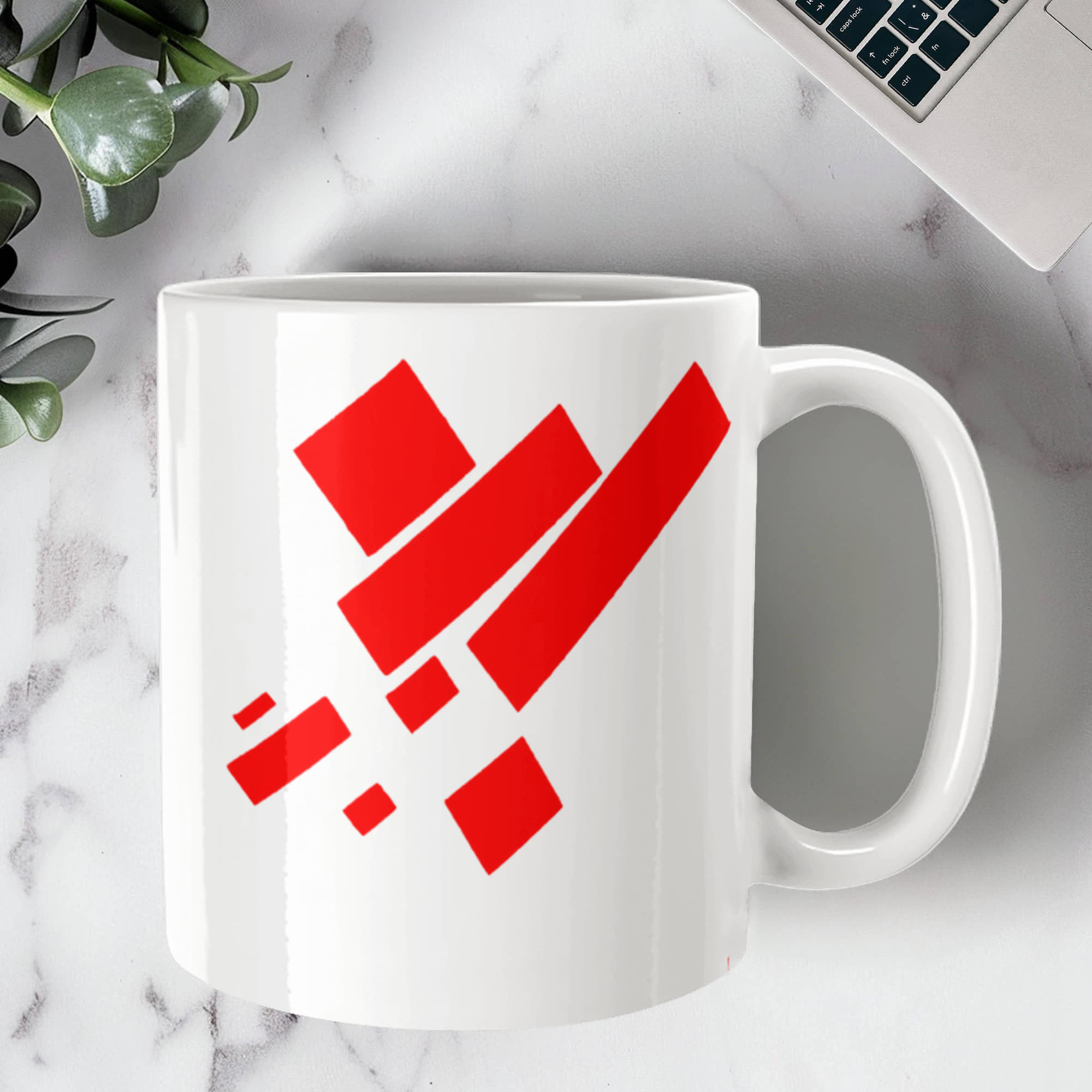 Suprematist Painting: Eight Red Rectangles (1915) on a white mug