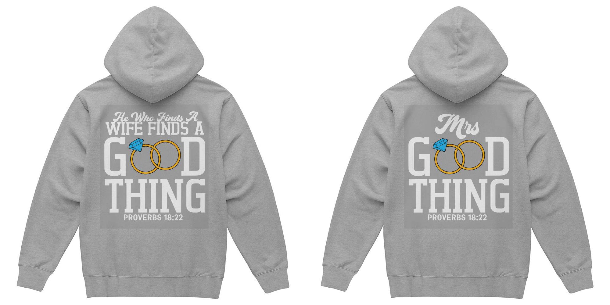 Husband & Wife Good Thing Sweatshirts - Proverbs 18:22 (athletic heather)