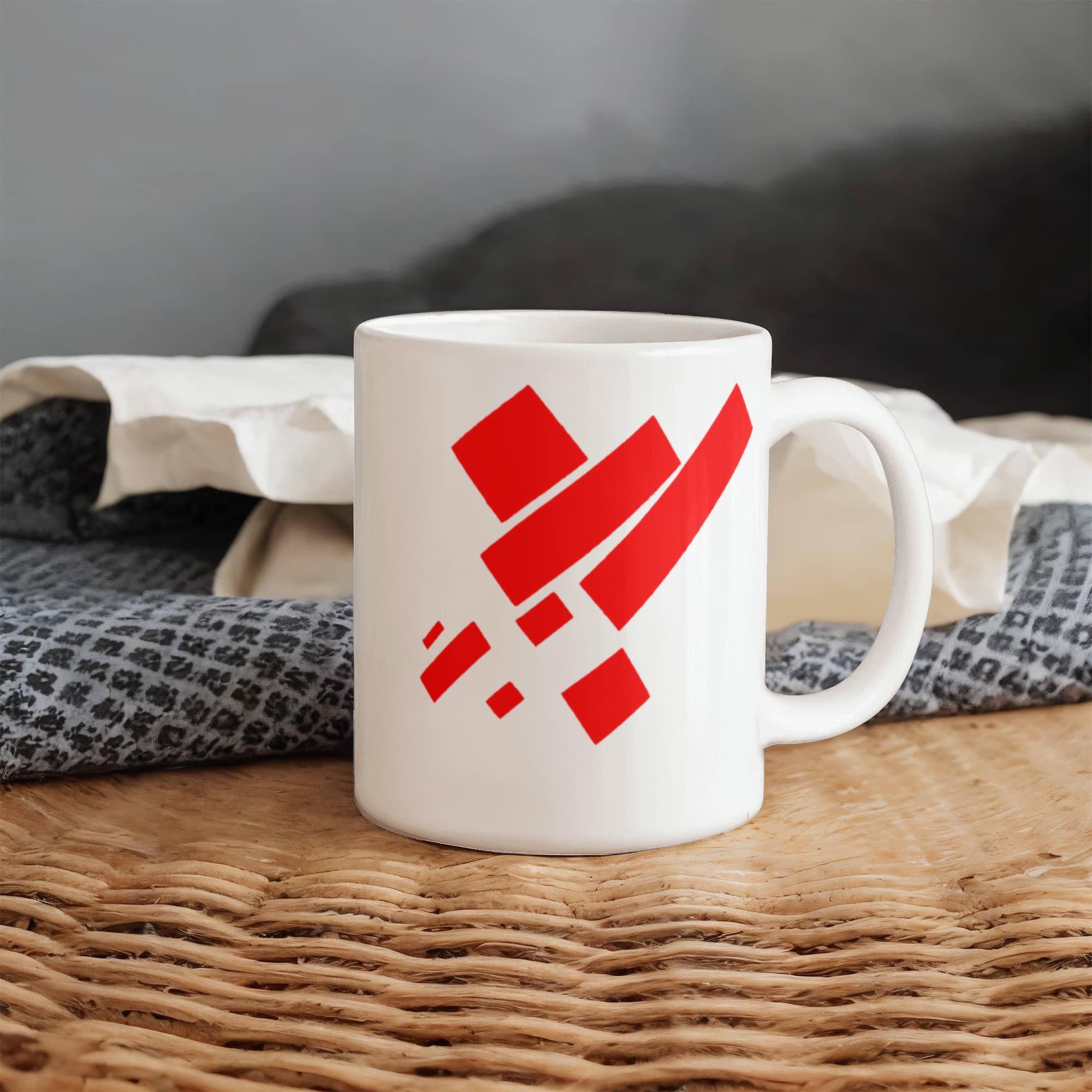Suprematist Painting: Eight Red Rectangles (1915) on a white mug